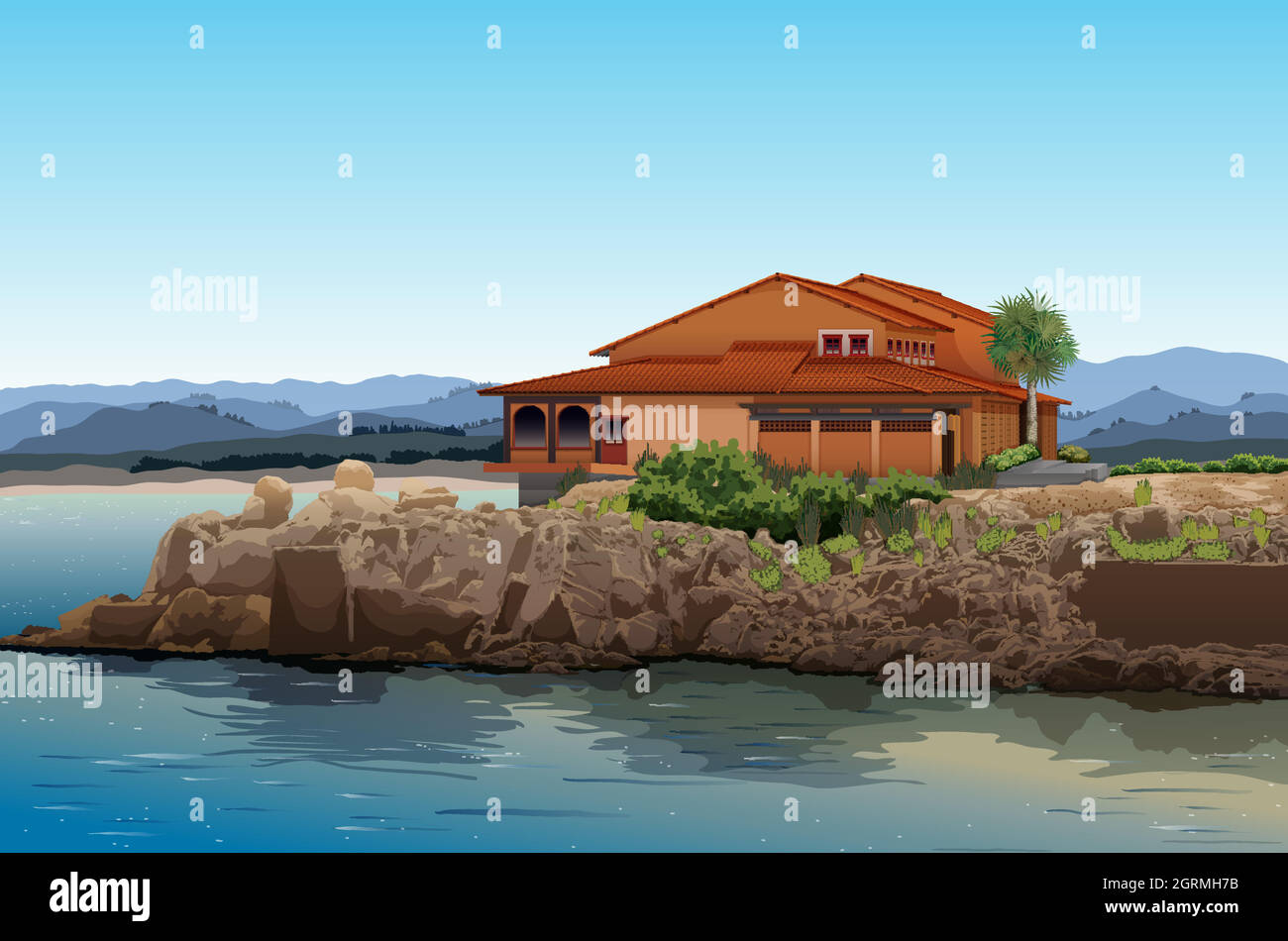 Casa sulla spiaggia Illustrazione Vettoriale