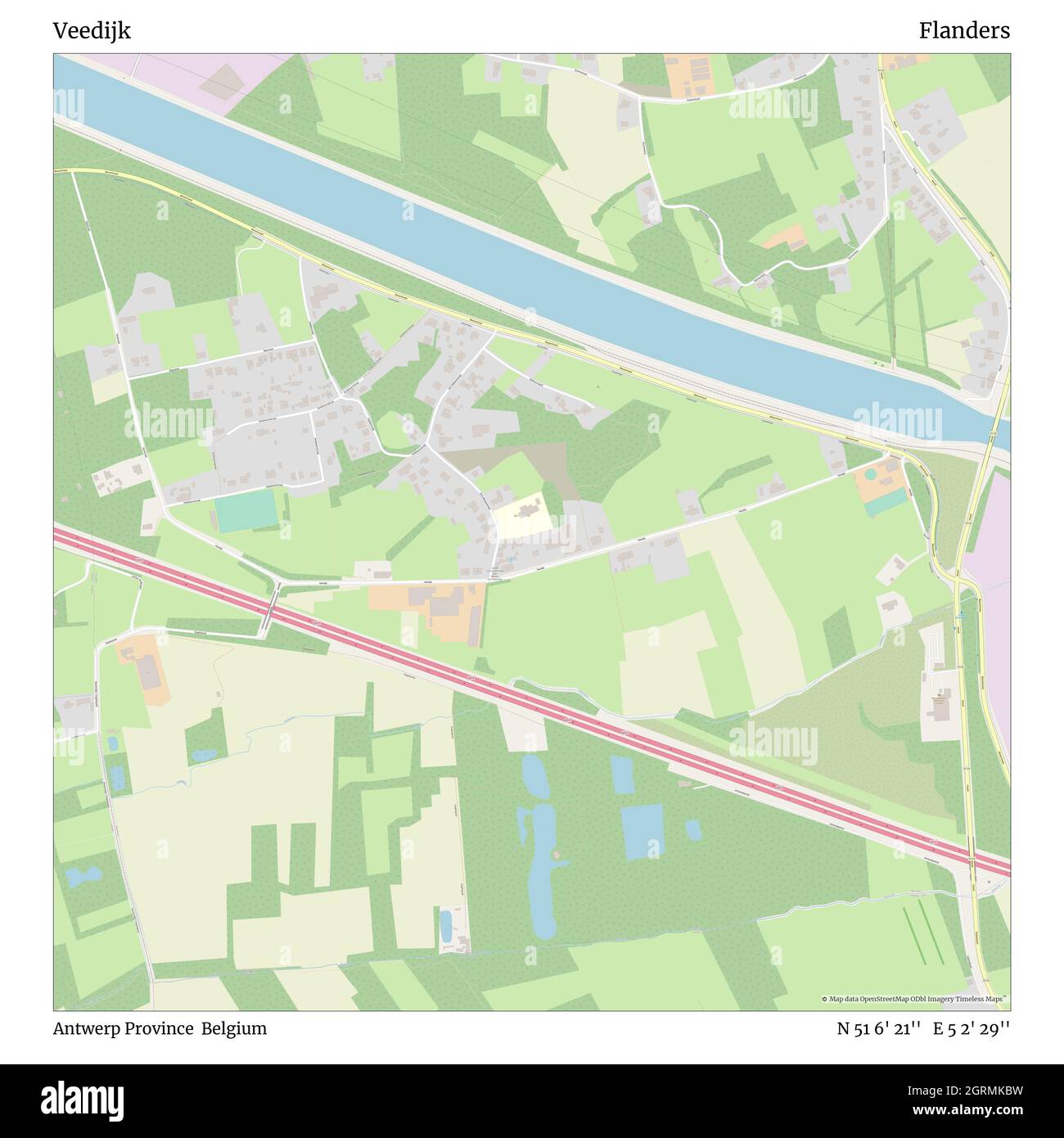 Veedijk, Provincia di Anversa, Belgio, Fiandre, N 51 6' 21'', e 5 2' 29''', mappa, Mappa senza tempo pubblicata nel 2021. Viaggiatori, esploratori e avventurieri come Florence Nightingale, David Livingstone, Ernest Shackleton, Lewis and Clark e Sherlock Holmes si sono affidati alle mappe per pianificare i viaggi verso gli angoli più remoti del mondo, Timeless Maps sta mappando la maggior parte delle località del mondo, mostrando il successo di grandi sogni Foto Stock