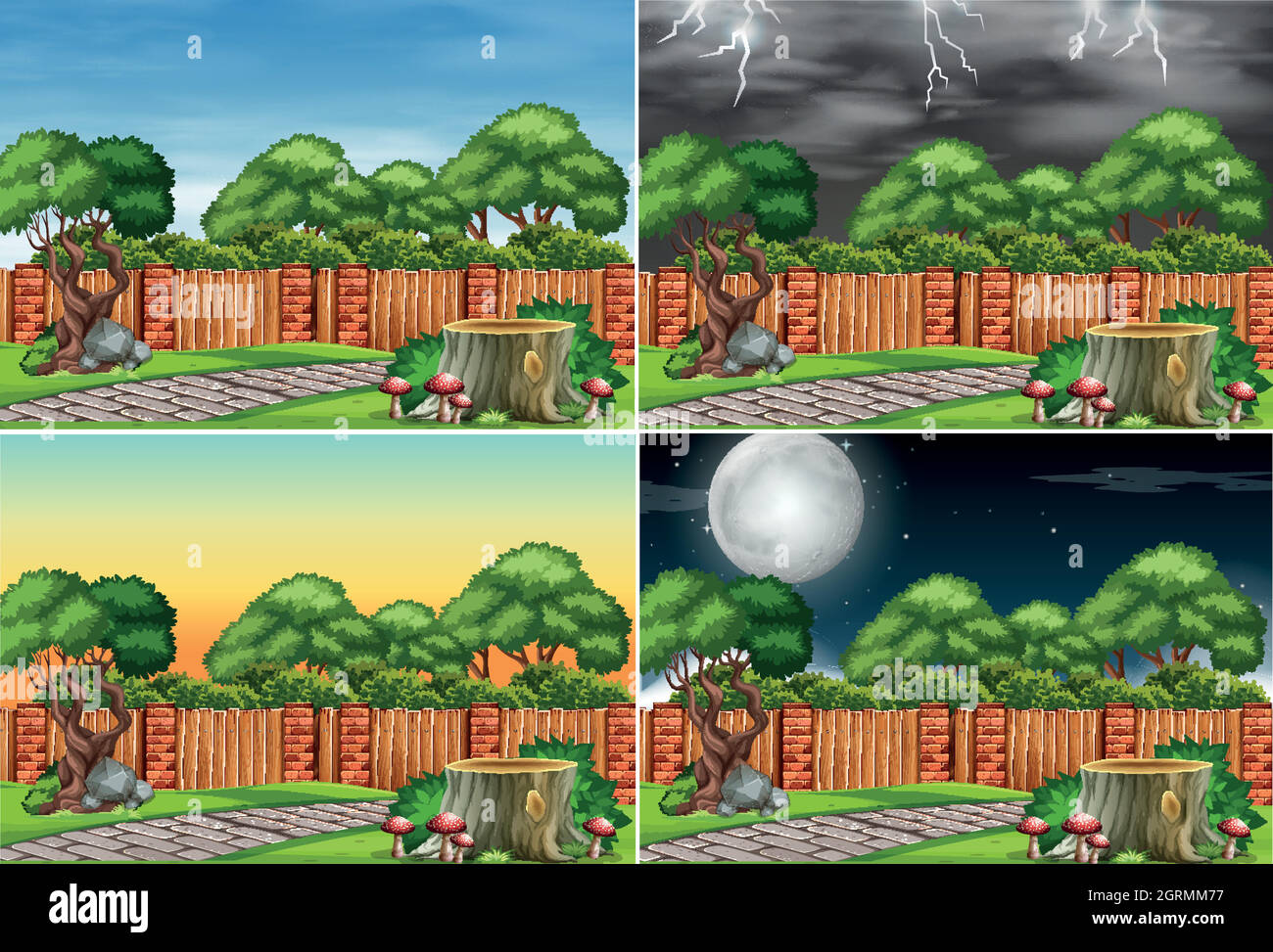 Set di scene di sfondo Illustrazione Vettoriale