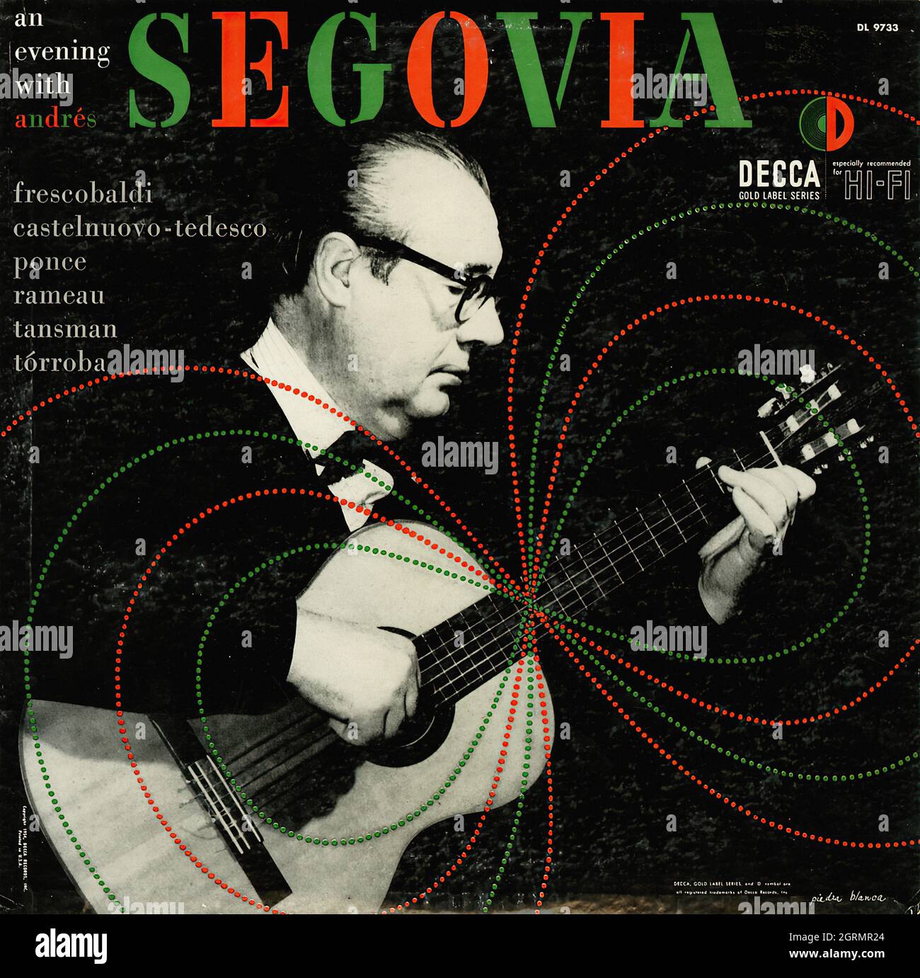 Una serata con AndreÌs Segovia - Vintage Musical Vinyl Album Foto Stock