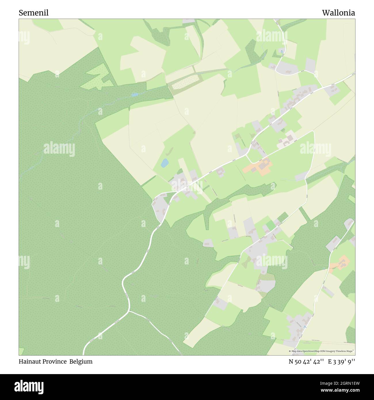 Semenil, Provincia Hainaut, Belgio, Vallonia, N 50 42' 42'', e 3 39' 9'', mappa, Mappa senza tempo pubblicata nel 2021. Viaggiatori, esploratori e avventurieri come Florence Nightingale, David Livingstone, Ernest Shackleton, Lewis and Clark e Sherlock Holmes si sono affidati alle mappe per pianificare i viaggi verso gli angoli più remoti del mondo, Timeless Maps sta mappando la maggior parte delle località del mondo, mostrando il successo di grandi sogni Foto Stock