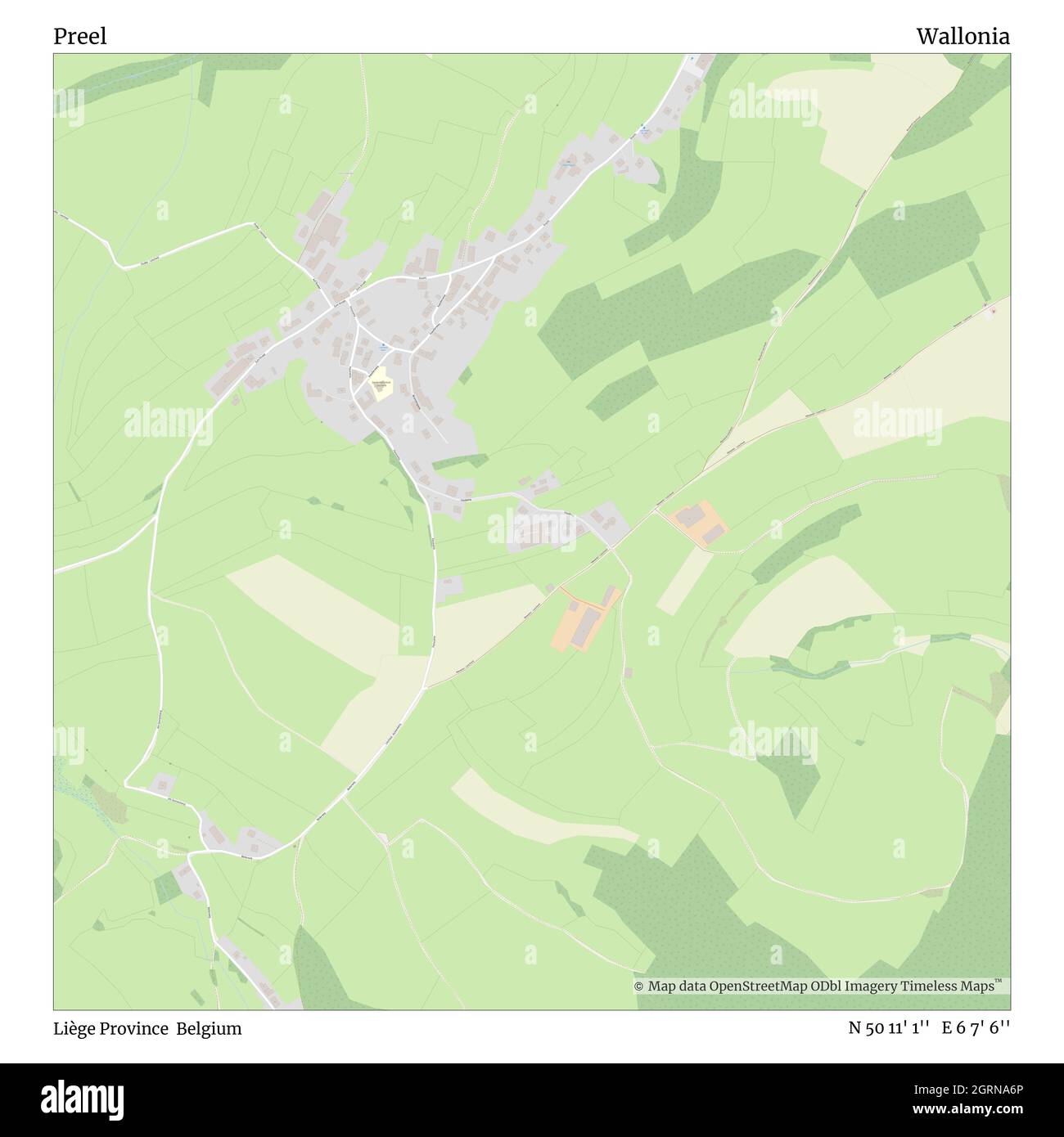 Preel, Provincia di Liegi, Belgio, Vallonia, N 50 11' 1'', e 6 7' 6''', mappa, Mappa senza tempo pubblicata nel 2021. Viaggiatori, esploratori e avventurieri come Florence Nightingale, David Livingstone, Ernest Shackleton, Lewis and Clark e Sherlock Holmes si sono affidati alle mappe per pianificare i viaggi verso gli angoli più remoti del mondo, Timeless Maps sta mappando la maggior parte delle località del mondo, mostrando il successo di grandi sogni Foto Stock