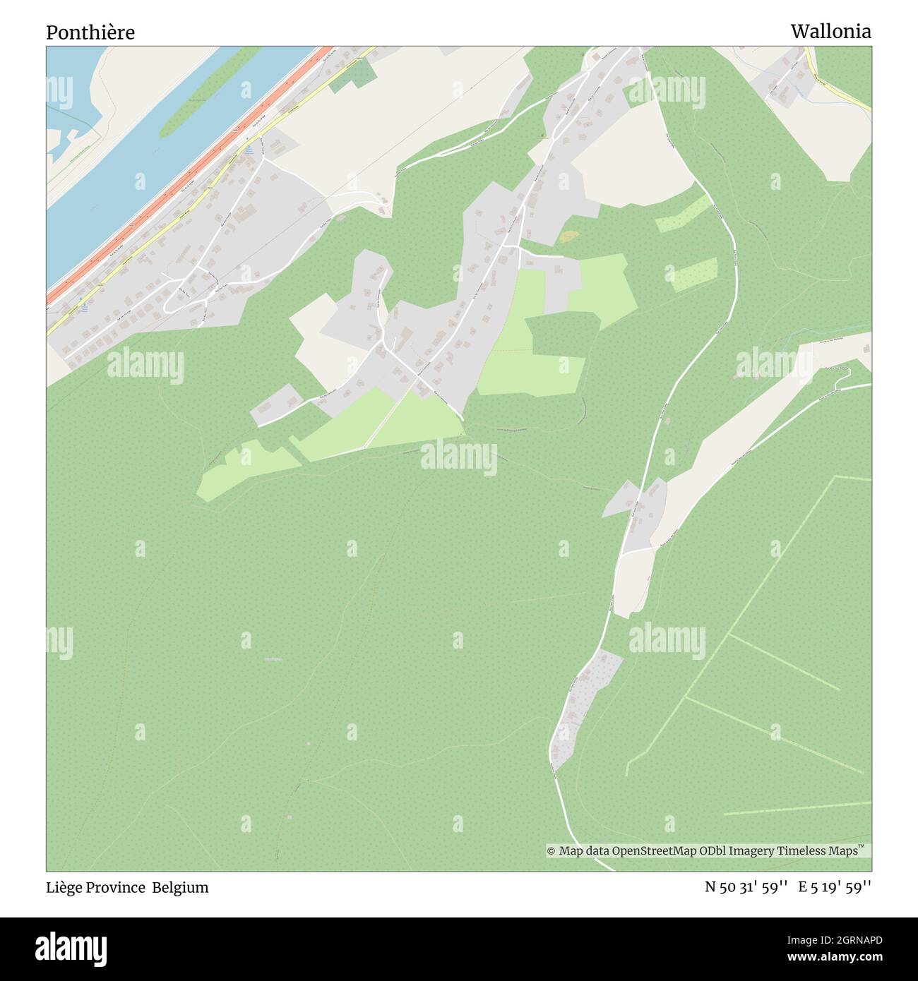 Ponthière, Provincia di Liegi, Belgio, Vallonia, N 50 31' 59'', e 5 19' 59''', mappa, Mappa senza tempo pubblicata nel 2021. Viaggiatori, esploratori e avventurieri come Florence Nightingale, David Livingstone, Ernest Shackleton, Lewis and Clark e Sherlock Holmes si sono affidati alle mappe per pianificare i viaggi verso gli angoli più remoti del mondo, Timeless Maps sta mappando la maggior parte delle località del mondo, mostrando il successo di grandi sogni Foto Stock