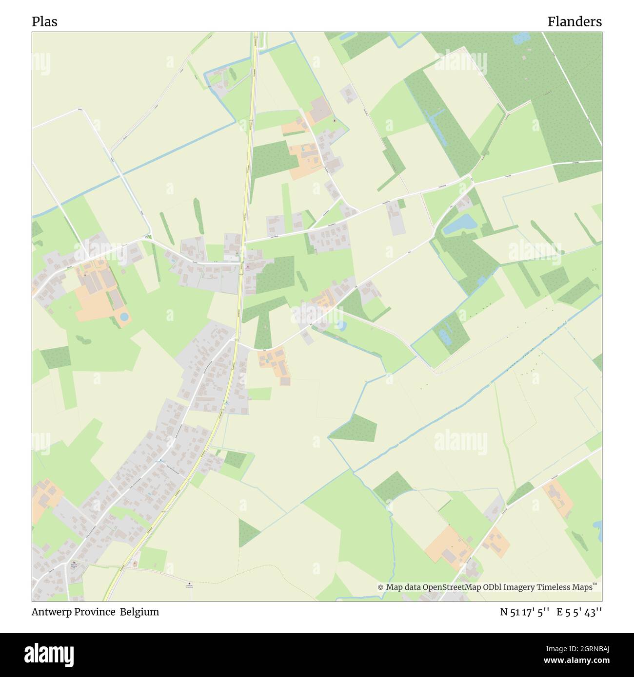 Plas, Provincia di Anversa, Belgio, Fiandre, N 51 17' 5'', e 5 5' 43''', mappa, mappa senza tempo pubblicata nel 2021. Viaggiatori, esploratori e avventurieri come Florence Nightingale, David Livingstone, Ernest Shackleton, Lewis and Clark e Sherlock Holmes si sono affidati alle mappe per pianificare i viaggi verso gli angoli più remoti del mondo, Timeless Maps sta mappando la maggior parte delle località del mondo, mostrando il successo di grandi sogni Foto Stock