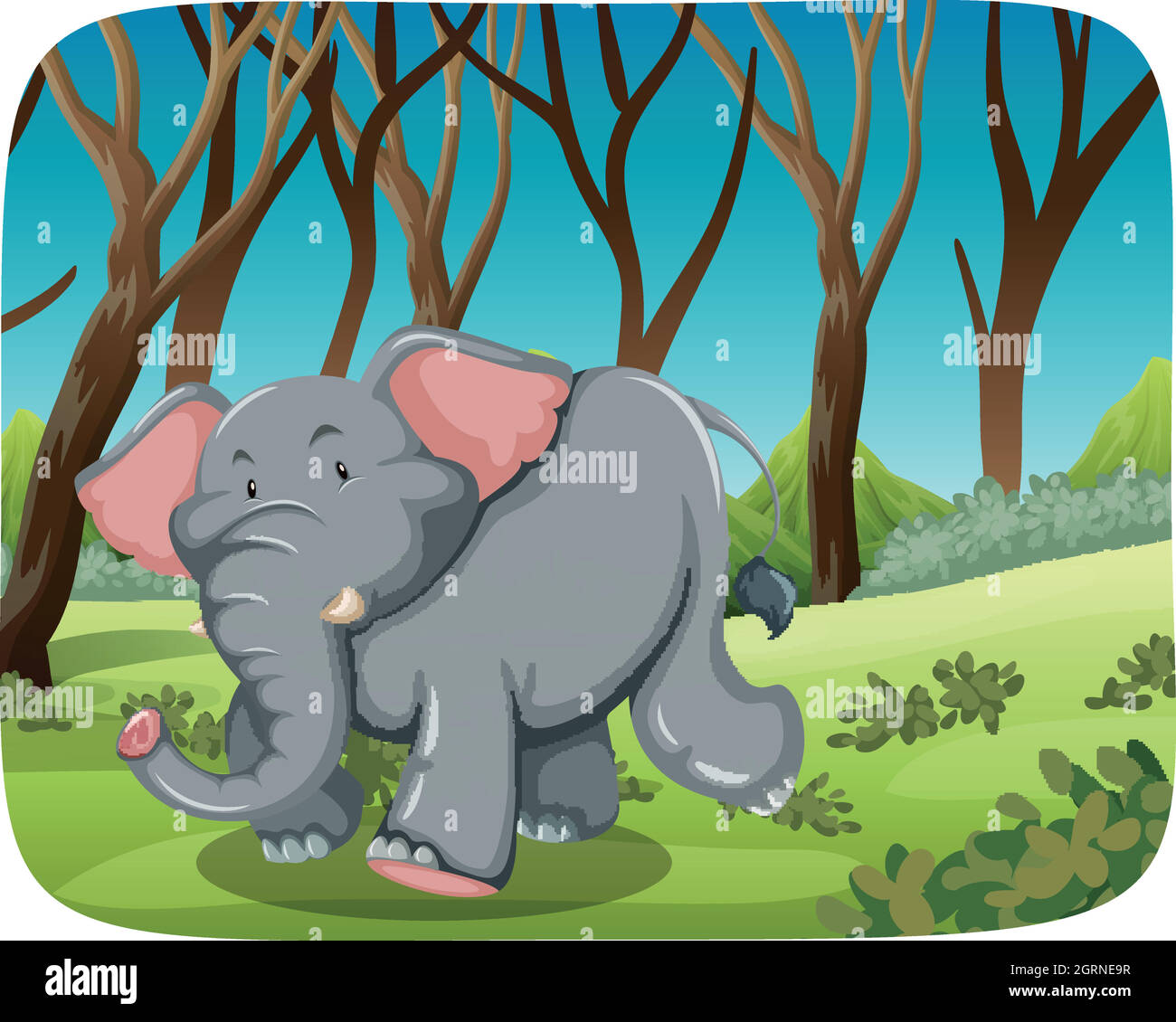 Elefante che corre nella foresta Illustrazione Vettoriale