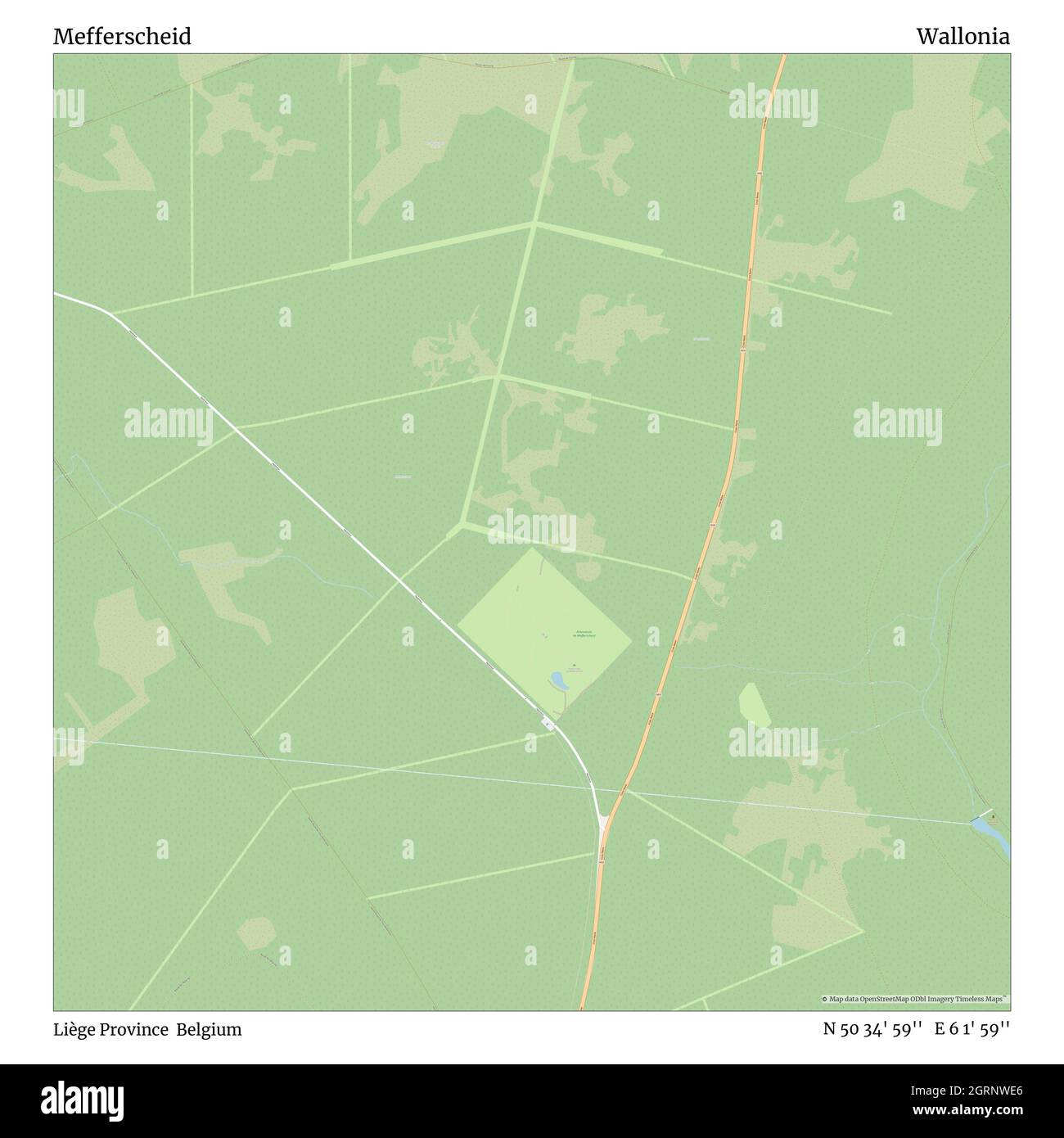 Mefferscheid, Provincia di Liegi, Belgio, Vallonia, N 50 34' 59''', e 6 1' 59''', mappa, Mappa senza tempo pubblicata nel 2021. Viaggiatori, esploratori e avventurieri come Florence Nightingale, David Livingstone, Ernest Shackleton, Lewis and Clark e Sherlock Holmes si sono affidati alle mappe per pianificare i viaggi verso gli angoli più remoti del mondo, Timeless Maps sta mappando la maggior parte delle località del mondo, mostrando il successo di grandi sogni Foto Stock