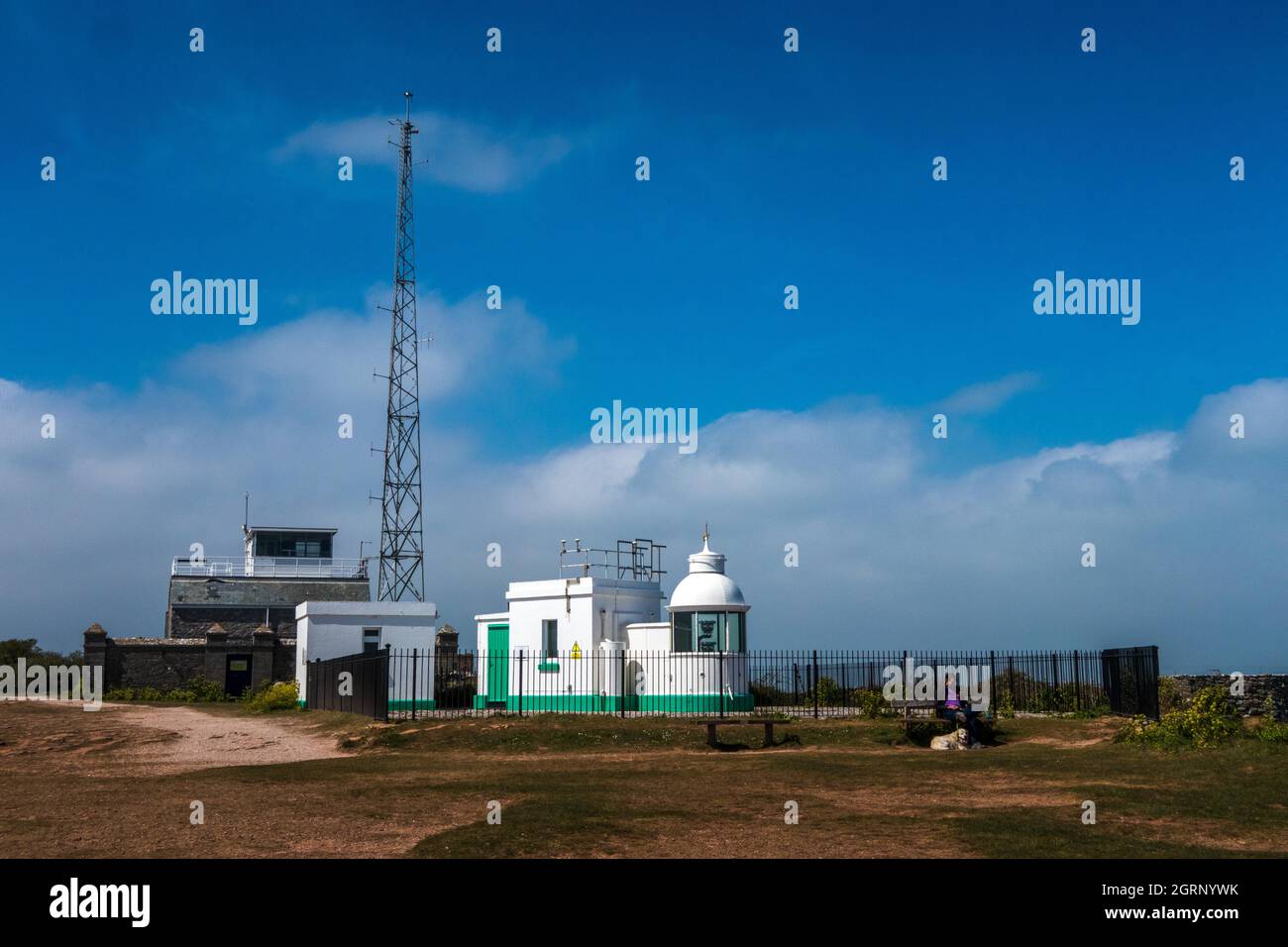 Berry Head Lighthouse situato sul promontorio calcareo costiero vicino a Brixham in South Devon Inghilterra è il più breve e uno dei più piccoli faro Foto Stock