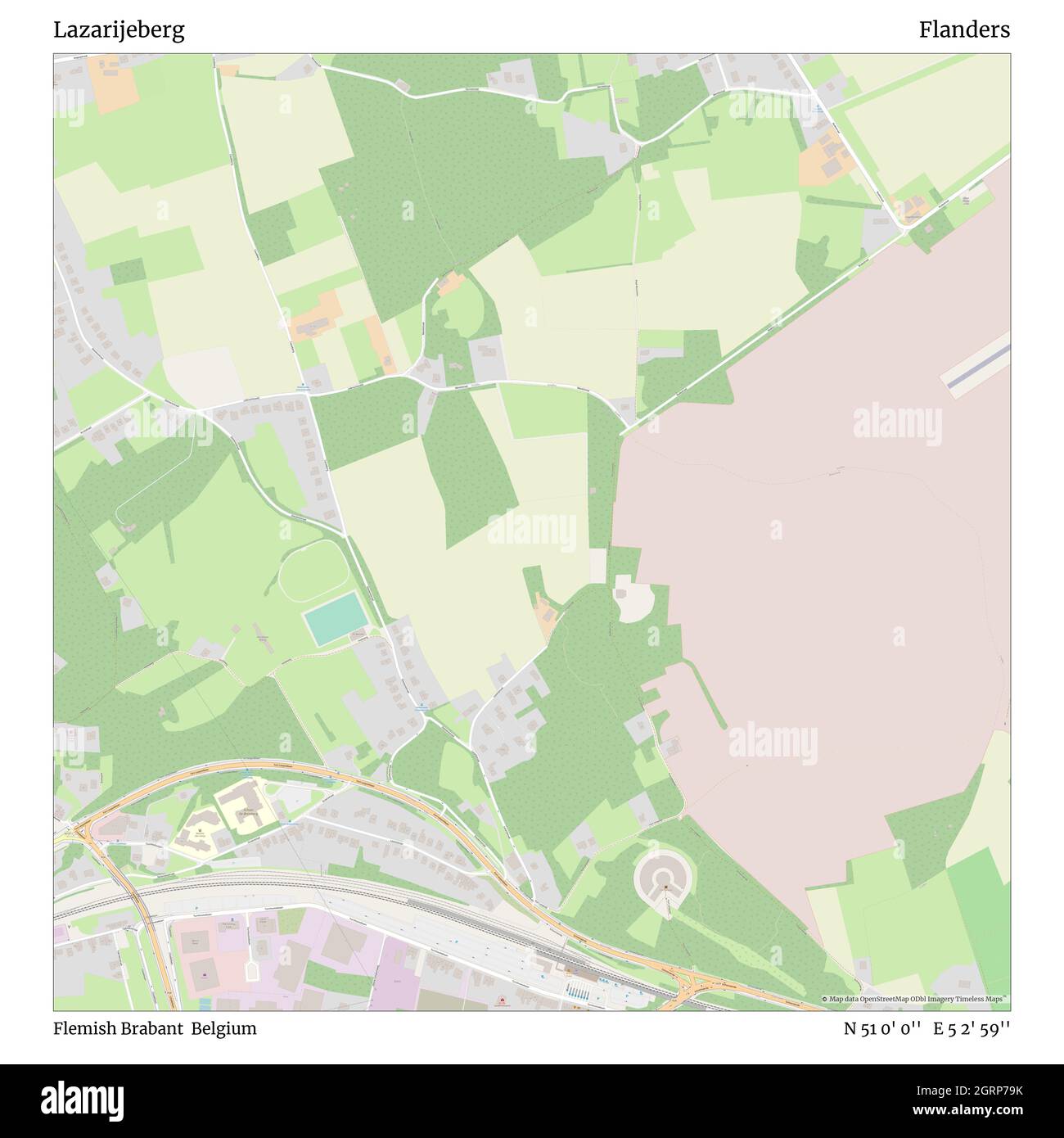 Lazarijeberg, Brabante Fiammingo, Belgio, Fiandre, N 51 0' 0''', e 5 2' 59''', mappa, Mappa senza tempo pubblicata nel 2021. Viaggiatori, esploratori e avventurieri come Florence Nightingale, David Livingstone, Ernest Shackleton, Lewis and Clark e Sherlock Holmes si sono affidati alle mappe per pianificare i viaggi verso gli angoli più remoti del mondo, Timeless Maps sta mappando la maggior parte delle località del mondo, mostrando il successo di grandi sogni Foto Stock