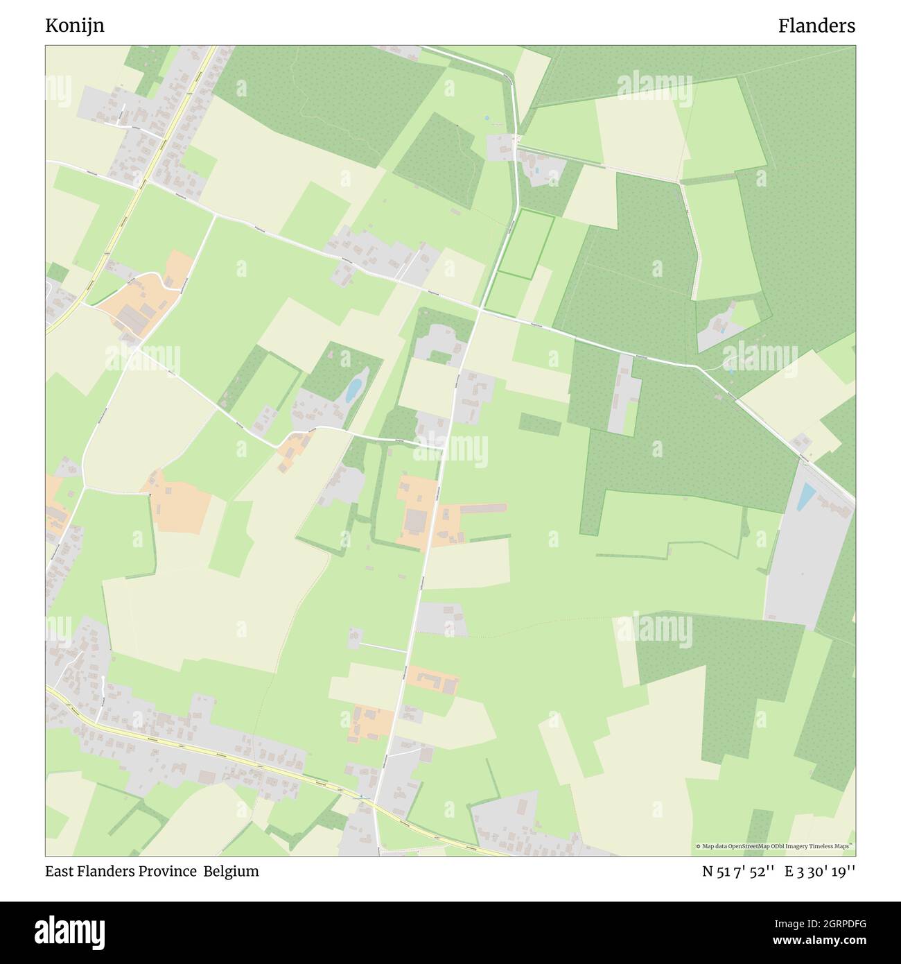 Konijn, Provincia delle Fiandre Orientali, Belgio, Fiandre, N 51 7' 52''', e 3 30' 19''', mappa, mappa senza tempo pubblicata nel 2021. Viaggiatori, esploratori e avventurieri come Florence Nightingale, David Livingstone, Ernest Shackleton, Lewis and Clark e Sherlock Holmes si sono affidati alle mappe per pianificare i viaggi verso gli angoli più remoti del mondo, Timeless Maps sta mappando la maggior parte delle località del mondo, mostrando il successo di grandi sogni Foto Stock