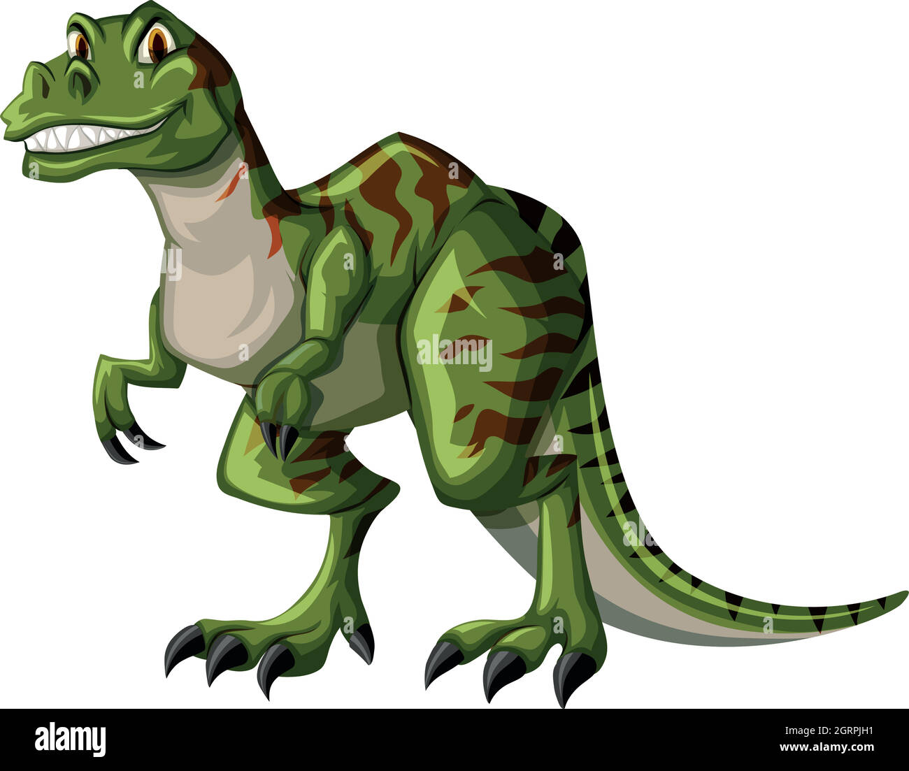 Tirannosaurus verde rex su sfondo bianco Illustrazione Vettoriale