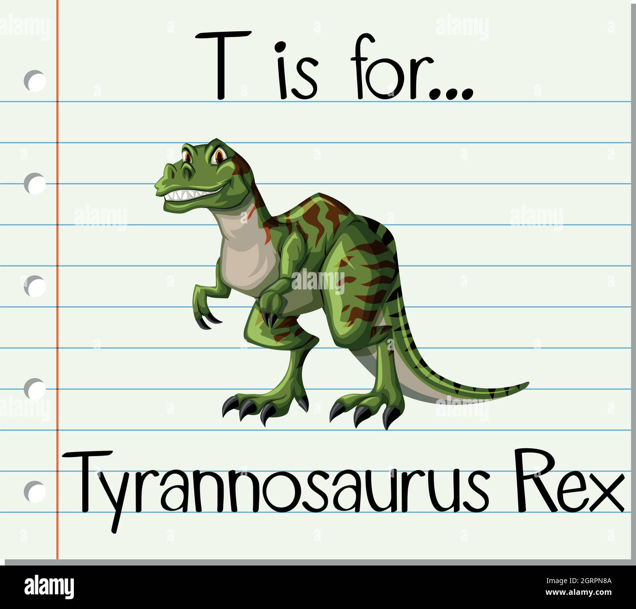 Flashcard lettera T è per Tyrannosaurus Rex Illustrazione Vettoriale
