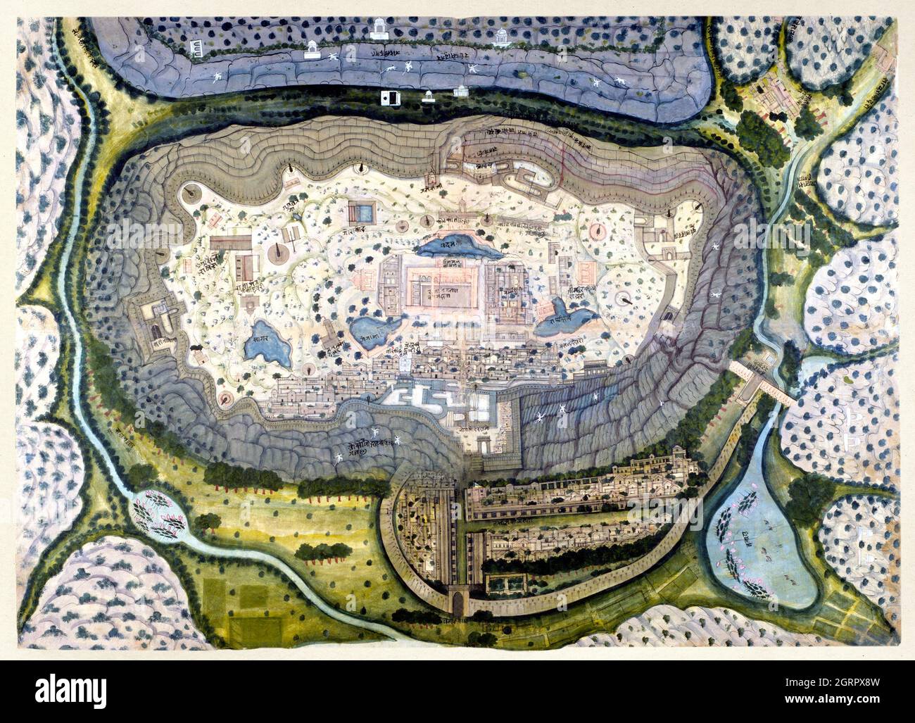 Città fortificata di Ranthambhor (ca. 1810-1818) dalla generazione di Banta. Foto Stock