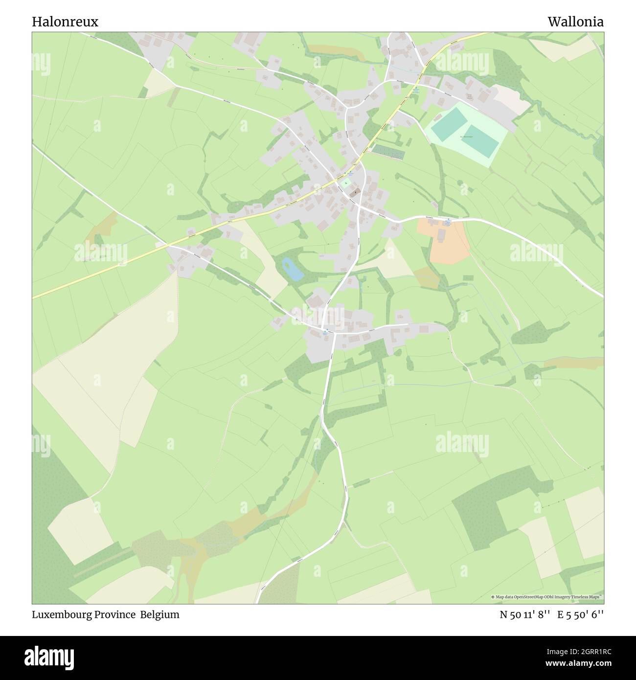 Halonreux, Provincia di Lussemburgo, Belgio, Vallonia, N 50 11' 8'', e 5 50' 6'', mappa, Mappa senza tempo pubblicata nel 2021. Viaggiatori, esploratori e avventurieri come Florence Nightingale, David Livingstone, Ernest Shackleton, Lewis and Clark e Sherlock Holmes si sono affidati alle mappe per pianificare i viaggi verso gli angoli più remoti del mondo, Timeless Maps sta mappando la maggior parte delle località del mondo, mostrando il successo di grandi sogni Foto Stock