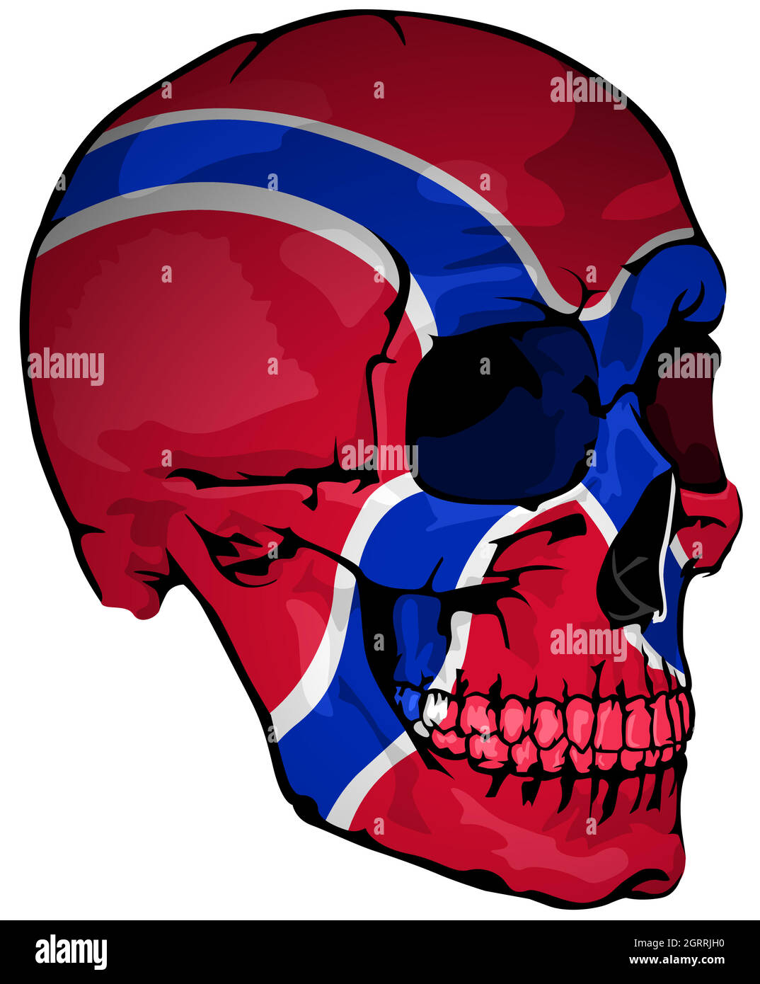 Bandiera norvegese dipinta su un cranio Illustrazione Vettoriale