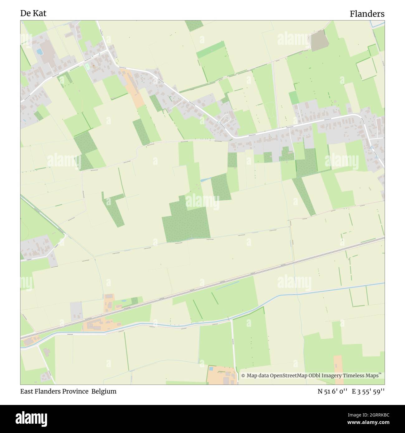 De Kat, Provincia delle Fiandre Orientali, Belgio, Fiandre, N 51 6' 0''', e 3 55' 59''', mappa, mappa senza tempo pubblicata nel 2021. Viaggiatori, esploratori e avventurieri come Florence Nightingale, David Livingstone, Ernest Shackleton, Lewis and Clark e Sherlock Holmes si sono affidati alle mappe per pianificare i viaggi verso gli angoli più remoti del mondo, Timeless Maps sta mappando la maggior parte delle località del mondo, mostrando il successo di grandi sogni Foto Stock