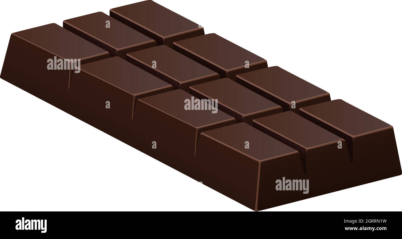 Barra di cioccolato fondente su bianco Illustrazione Vettoriale