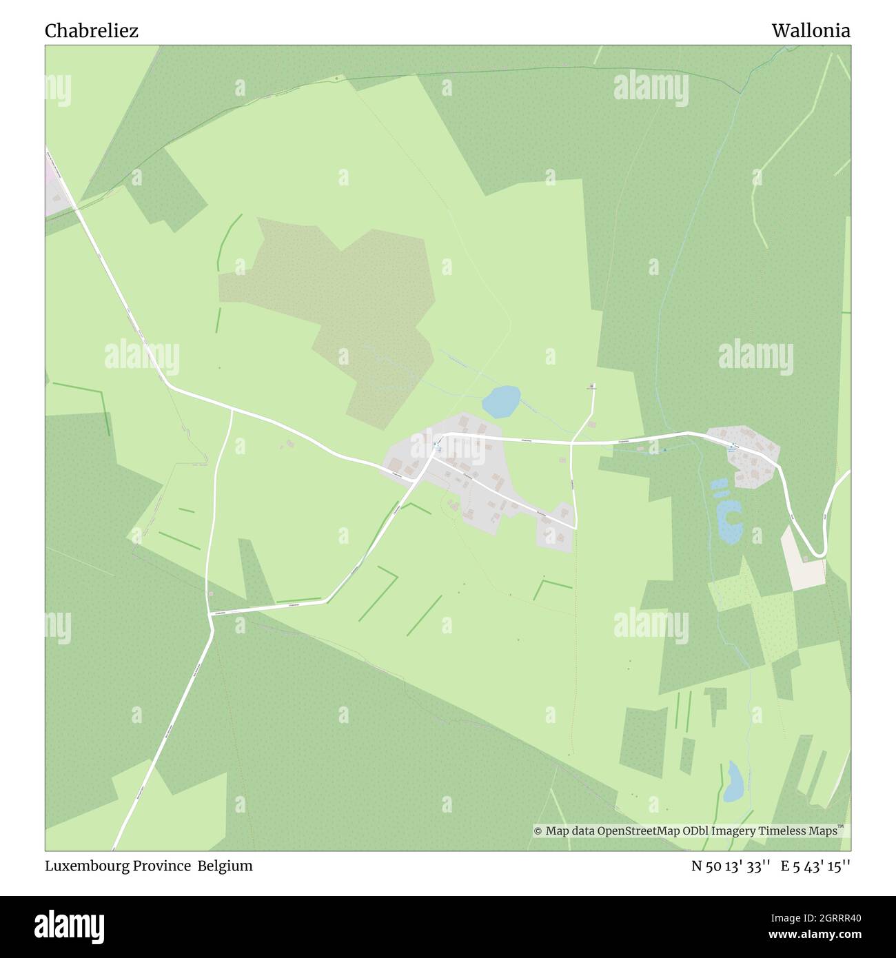 Chabreliez, Provincia di Lussemburgo, Belgio, Vallonia, N 50 13' 33'', e 5 43' 15''', mappa, Mappa senza tempo pubblicata nel 2021. Viaggiatori, esploratori e avventurieri come Florence Nightingale, David Livingstone, Ernest Shackleton, Lewis and Clark e Sherlock Holmes si sono affidati alle mappe per pianificare i viaggi verso gli angoli più remoti del mondo, Timeless Maps sta mappando la maggior parte delle località del mondo, mostrando il successo di grandi sogni Foto Stock