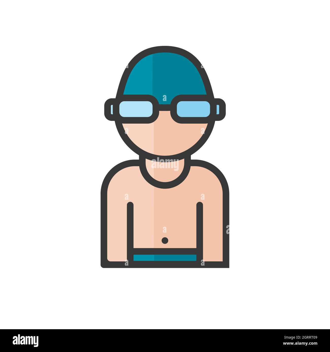 Avatar nuotatore. Uomo che gioca il personaggio di sport acquatici. Utente del profilo, persona. Icona persone. Illustrazione vettoriale Illustrazione Vettoriale