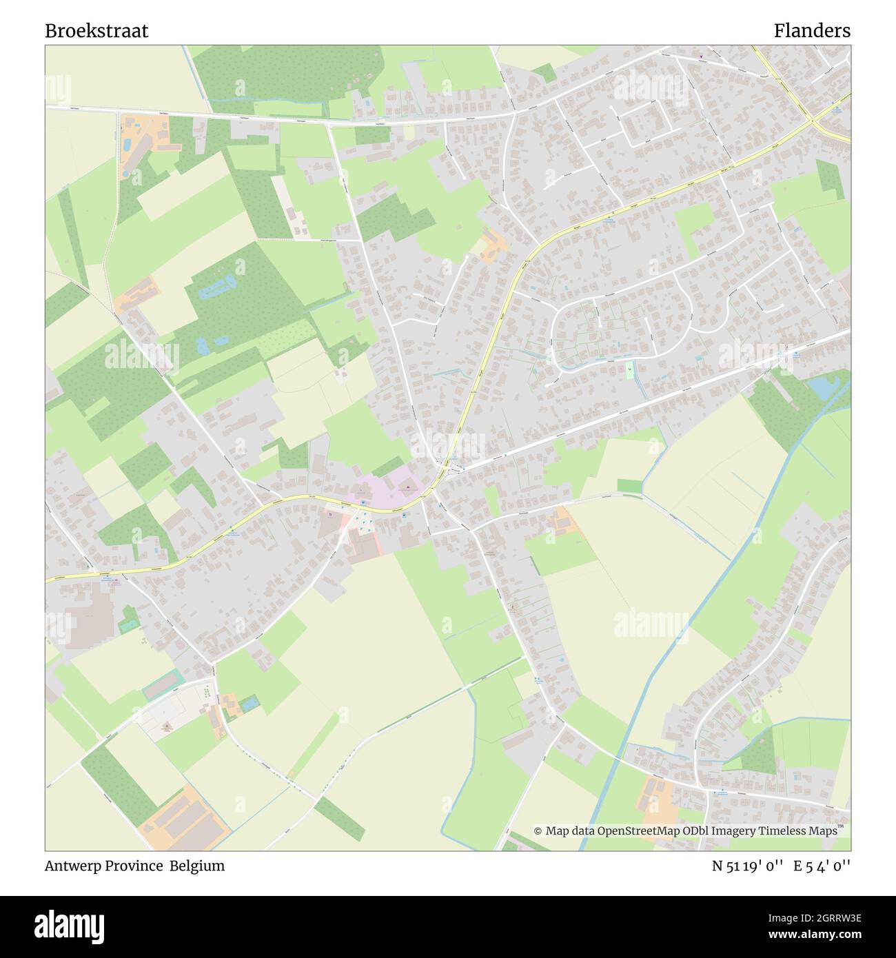 Broekstraat, Provincia di Anversa, Belgio, Fiandre, N 51 19' 0'', e 5 4' 0''', mappa, Mappa senza tempo pubblicata nel 2021. Viaggiatori, esploratori e avventurieri come Florence Nightingale, David Livingstone, Ernest Shackleton, Lewis and Clark e Sherlock Holmes si sono affidati alle mappe per pianificare i viaggi verso gli angoli più remoti del mondo, Timeless Maps sta mappando la maggior parte delle località del mondo, mostrando il successo di grandi sogni Foto Stock