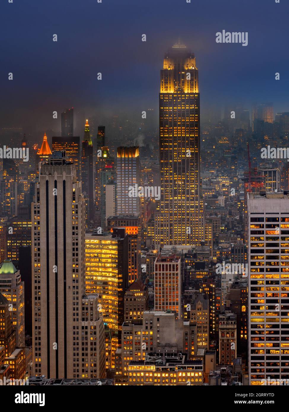 New York Skyline dalla cima del Rockerfeller Building Foto Stock