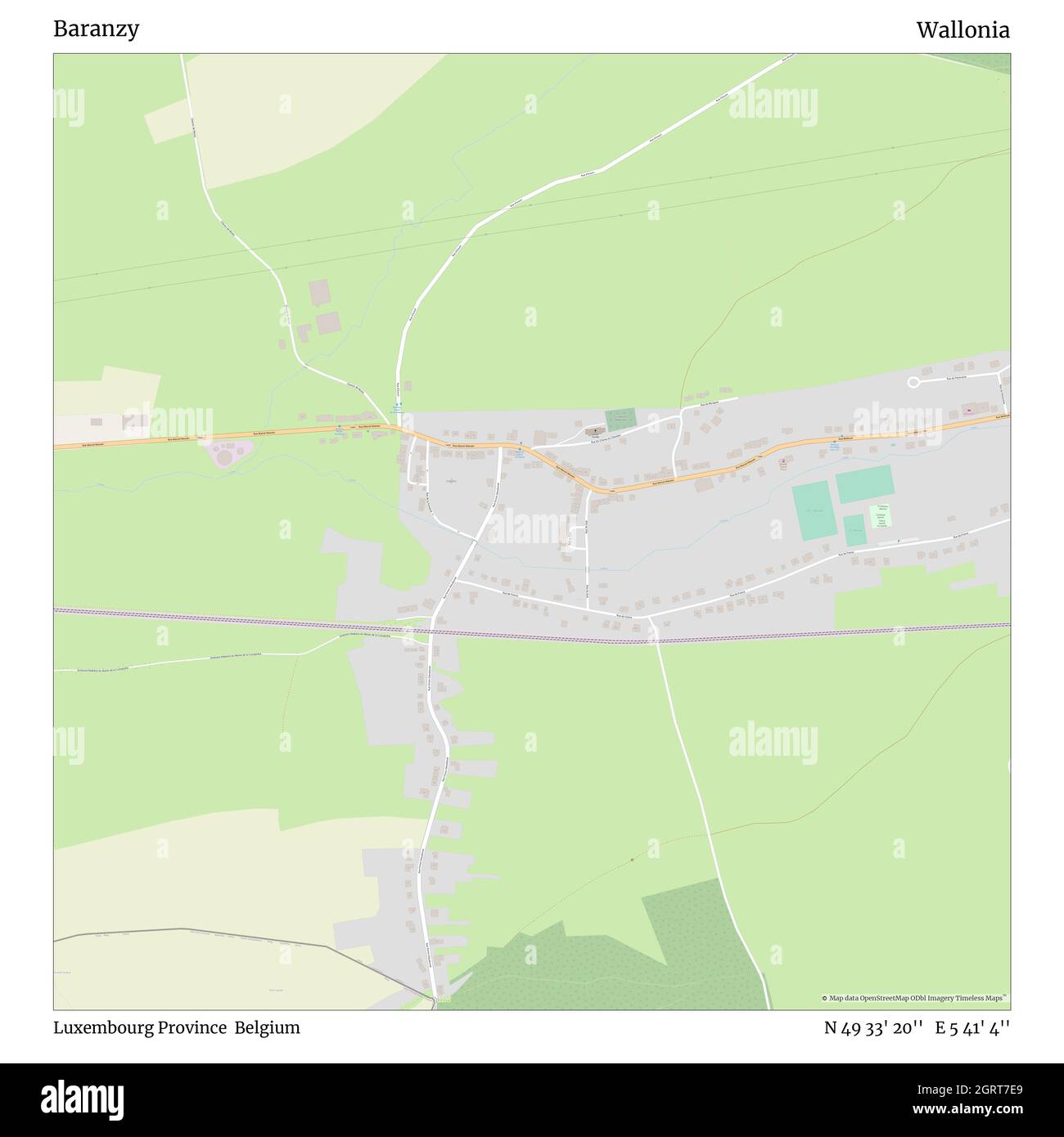 Baranzy, Provincia di Lussemburgo, Belgio, Vallonia, N 49 33' 20'', e 5 41' 4''', mappa, Mappa senza tempo pubblicata nel 2021. Viaggiatori, esploratori e avventurieri come Florence Nightingale, David Livingstone, Ernest Shackleton, Lewis and Clark e Sherlock Holmes si sono affidati alle mappe per pianificare i viaggi verso gli angoli più remoti del mondo, Timeless Maps sta mappando la maggior parte delle località del mondo, mostrando il successo di grandi sogni Foto Stock