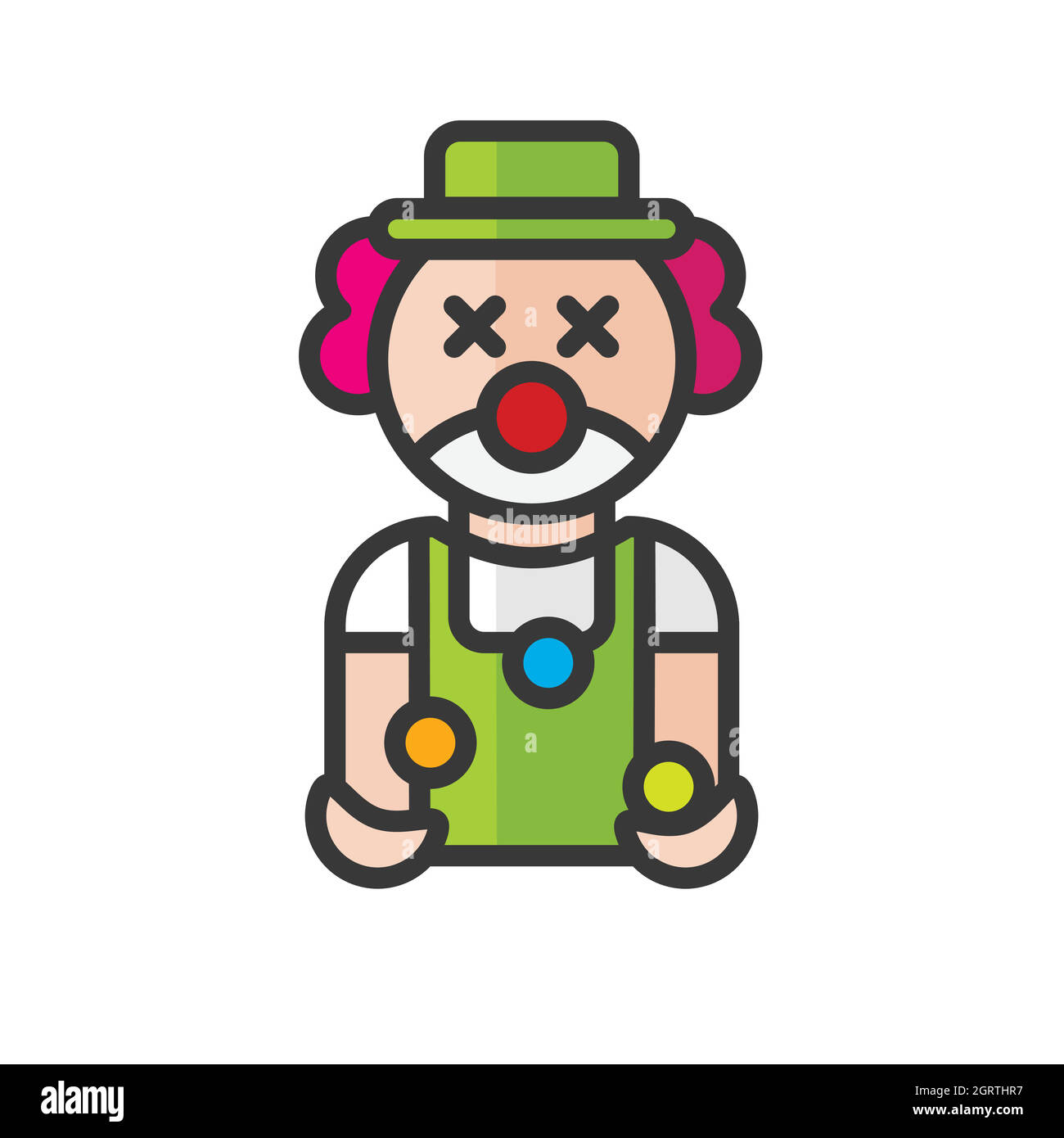 Avatar clown. Uomo allegro e divertente. Profilo utente, persona. Icona persone. Illustrazione vettoriale isolata Illustrazione Vettoriale