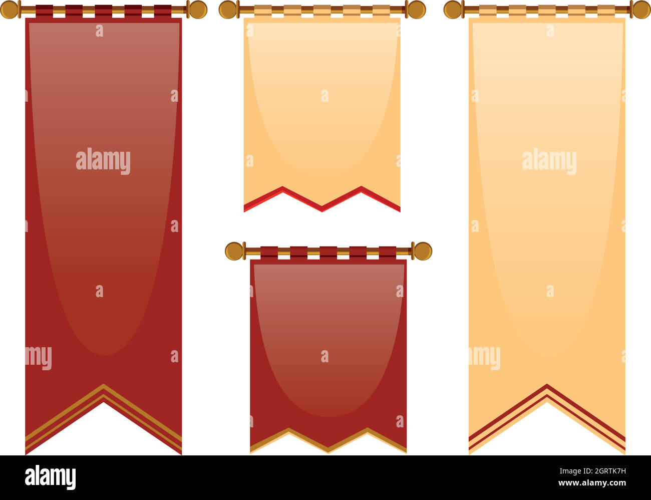 Stile medievale di striscioni in rosso e marrone Illustrazione Vettoriale