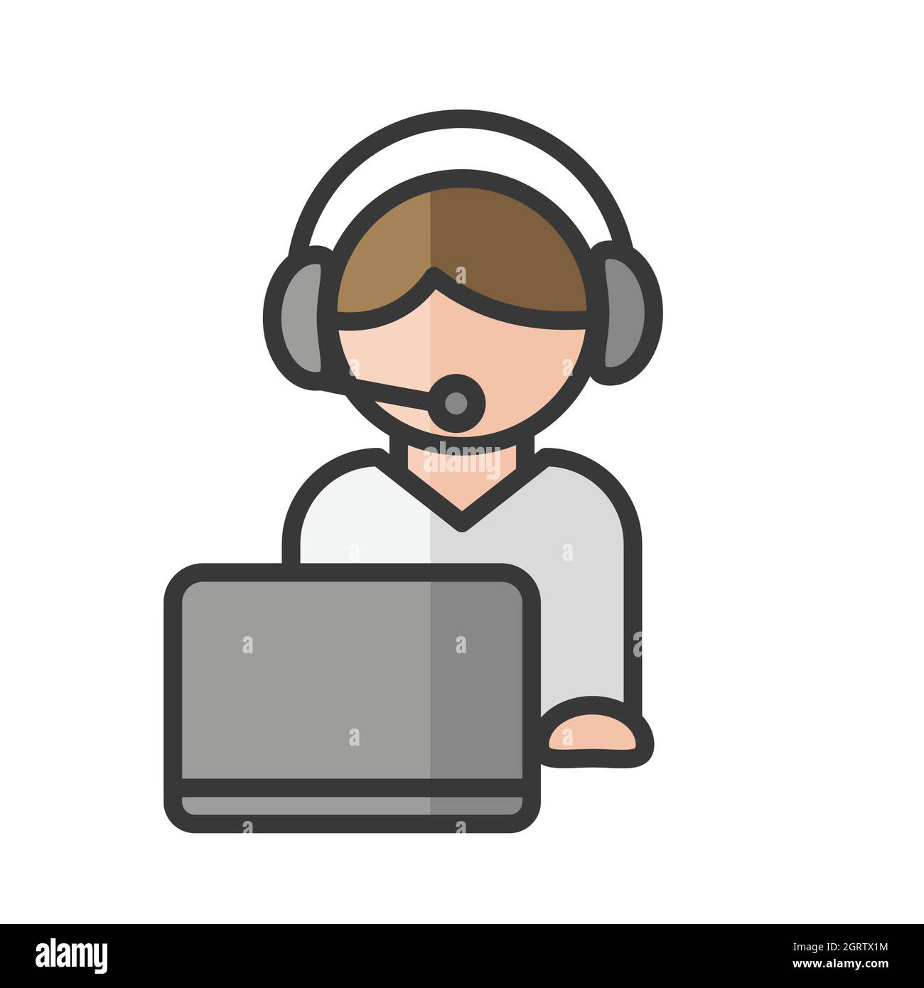 Avatar agente call center maschile. Servizi telefonici. Uomo che lavora. Utente del profilo, persona. Icona persone. Illustrazione vettoriale Illustrazione Vettoriale