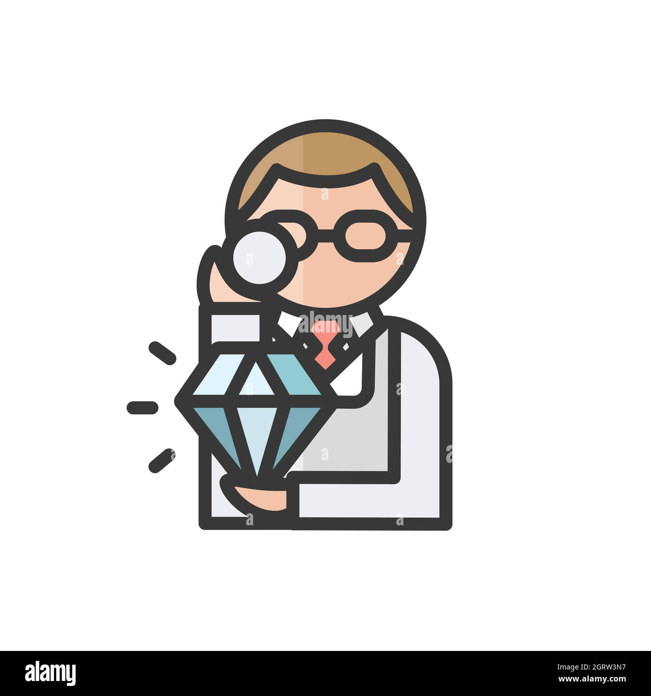 Avatar gioielliere maschio. Carattere di commercio di monili. Utente del profilo, persona. Icona persone ricche. Illustrazione vettoriale Illustrazione Vettoriale