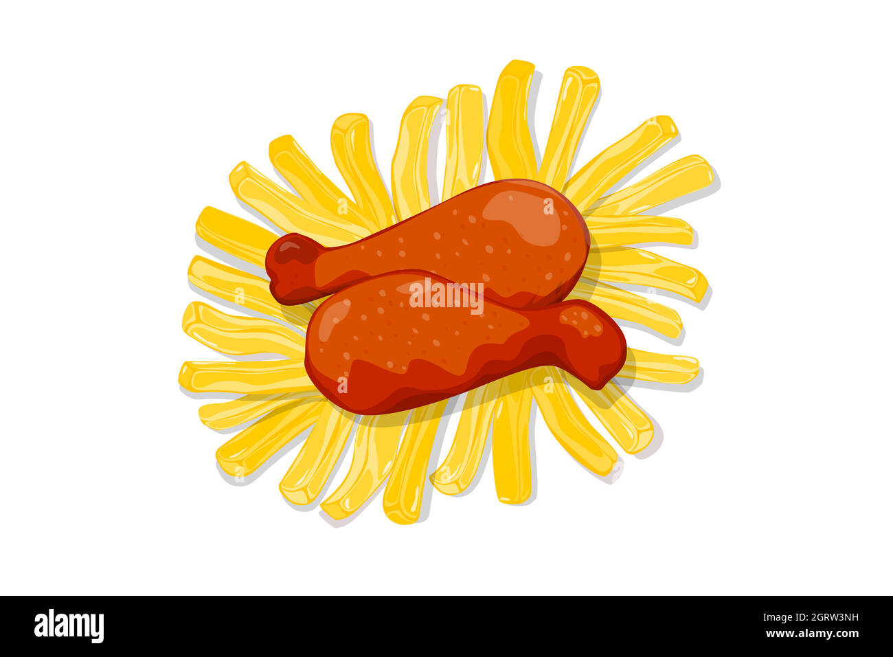 Pollo e patatine fritte Illustrazione Vettoriale