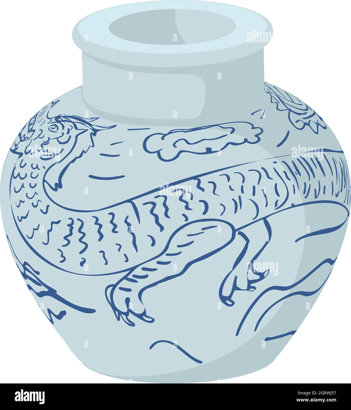 Icona vaso cinese, stile cartone animato Illustrazione Vettoriale