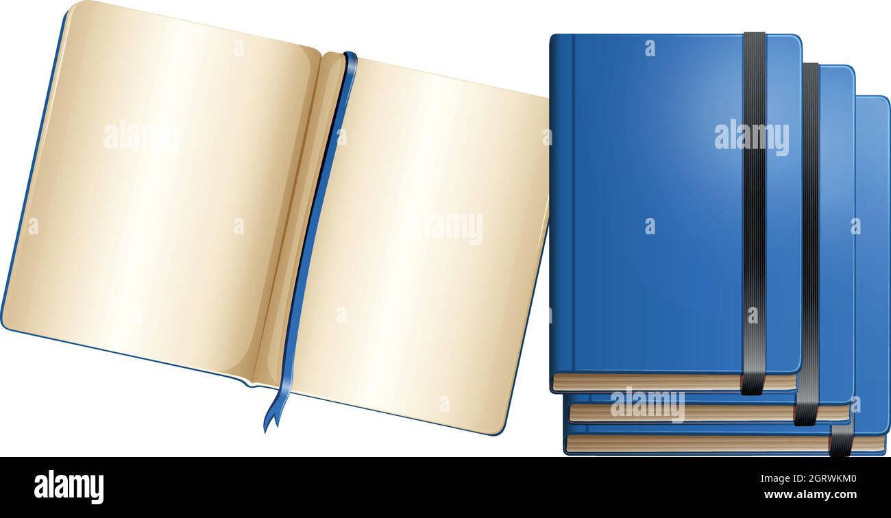 Notebook blu in diverse dimensioni Illustrazione Vettoriale