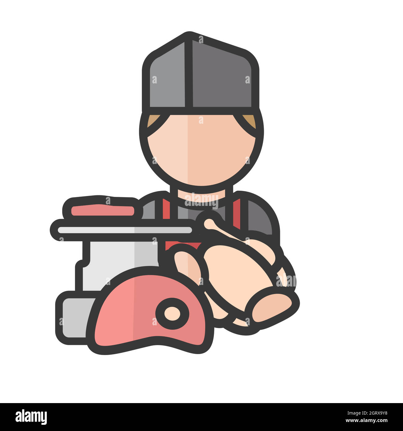 Avatar macellaio. Venditore di carne. Uomo che lavora. Utente del profilo, persona. Icona persone. Illustrazione vettoriale Illustrazione Vettoriale