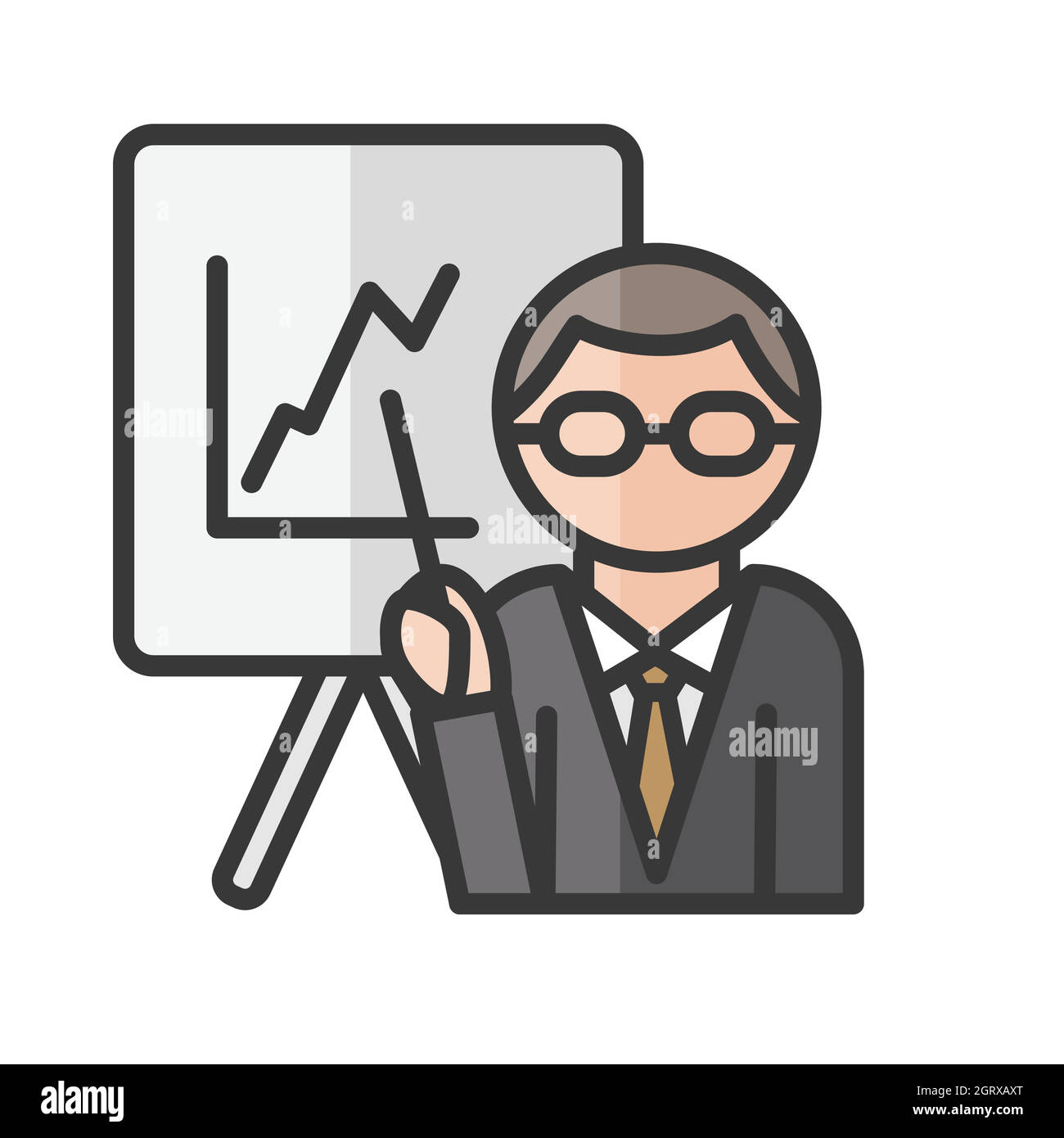 Avatar economista maschile. Carattere uomo d'affari. Profilo utente, persona. Icona persone. Illustrazione vettoriale isolata Illustrazione Vettoriale