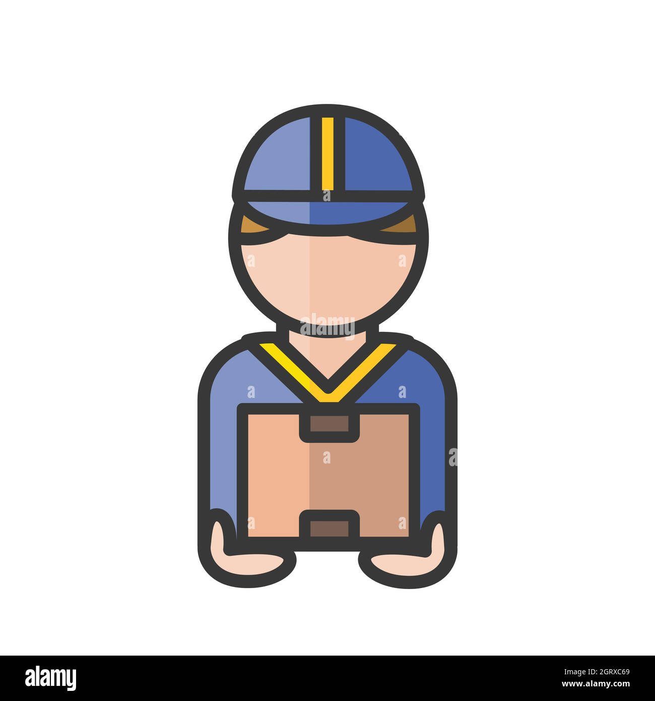 Consegna uomo avatar con pacchetto. Icona utente, persona, persone del profilo. Illustrazione vettoriale Illustrazione Vettoriale