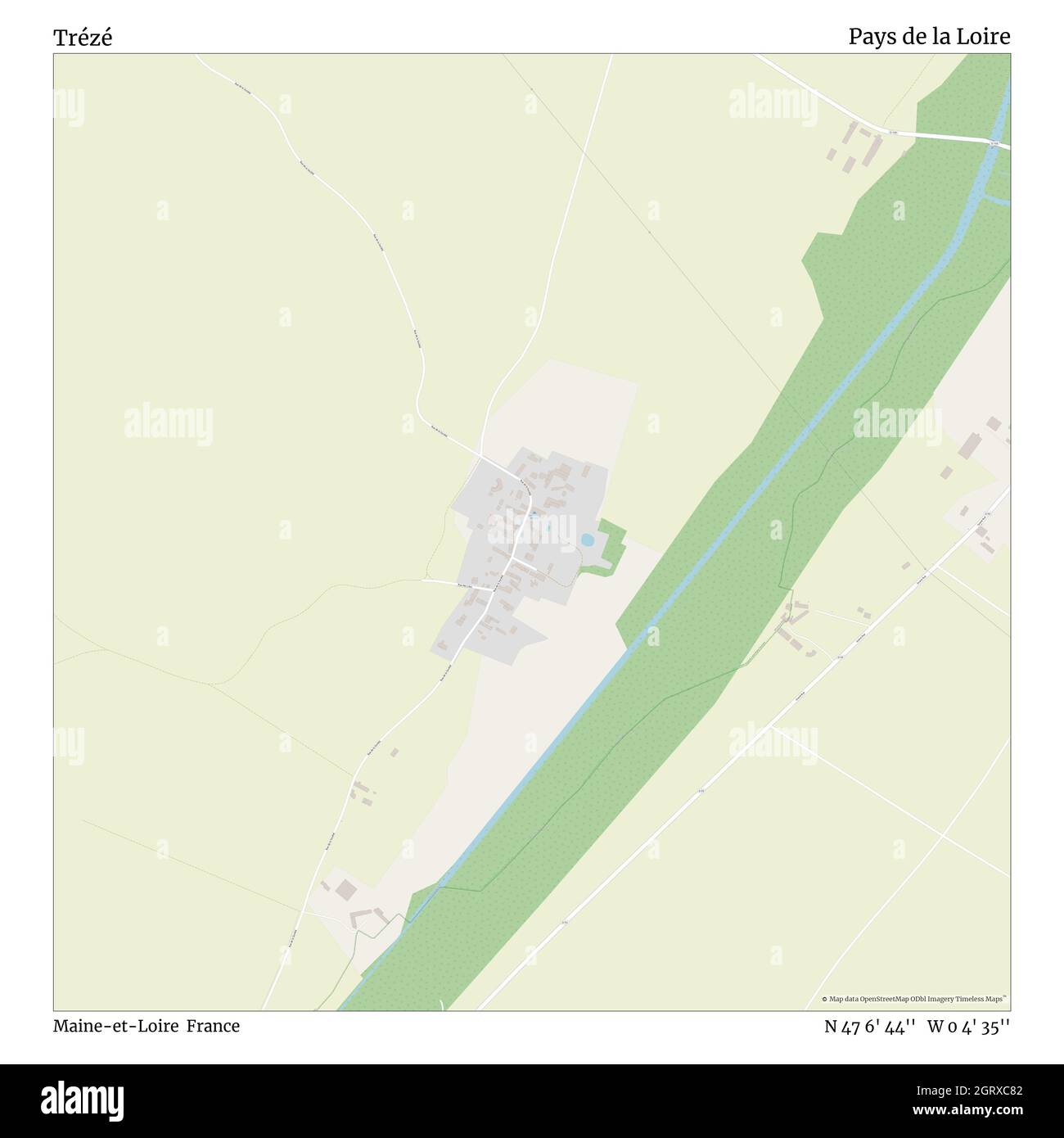 Trézé, Maine-et-Loire, Francia, Pays de la Loire, N 47 6' 44''', W 0 4' 35''', mappa, Mappa senza tempo pubblicata nel 2021. Viaggiatori, esploratori e avventurieri come Florence Nightingale, David Livingstone, Ernest Shackleton, Lewis and Clark e Sherlock Holmes si sono affidati alle mappe per pianificare i viaggi verso gli angoli più remoti del mondo, Timeless Maps sta mappando la maggior parte delle località del mondo, mostrando il successo di grandi sogni Foto Stock