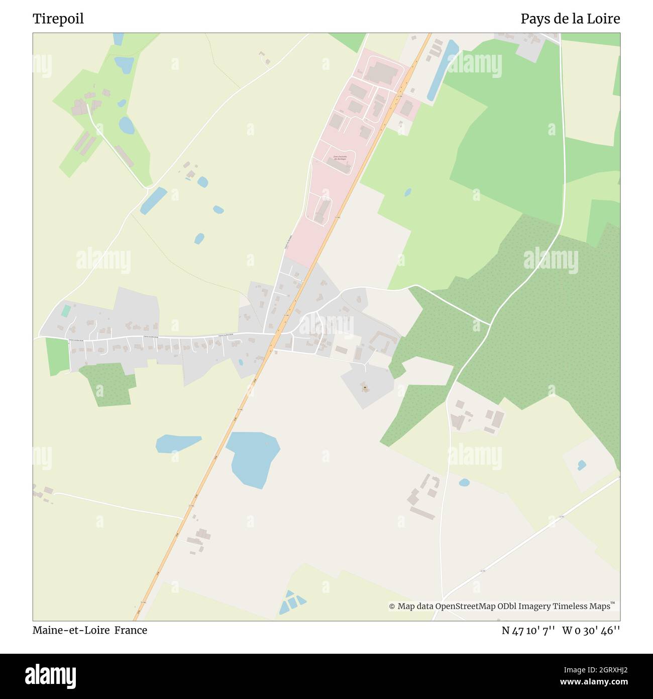 Tirepoil, Maine-et-Loire, Francia, Pays de la Loire, N 47 10' 7''', W 0 30' 46'', mappa, Mappa senza tempo pubblicata nel 2021. Viaggiatori, esploratori e avventurieri come Florence Nightingale, David Livingstone, Ernest Shackleton, Lewis and Clark e Sherlock Holmes si sono affidati alle mappe per pianificare i viaggi verso gli angoli più remoti del mondo, Timeless Maps sta mappando la maggior parte delle località del mondo, mostrando il successo di grandi sogni Foto Stock