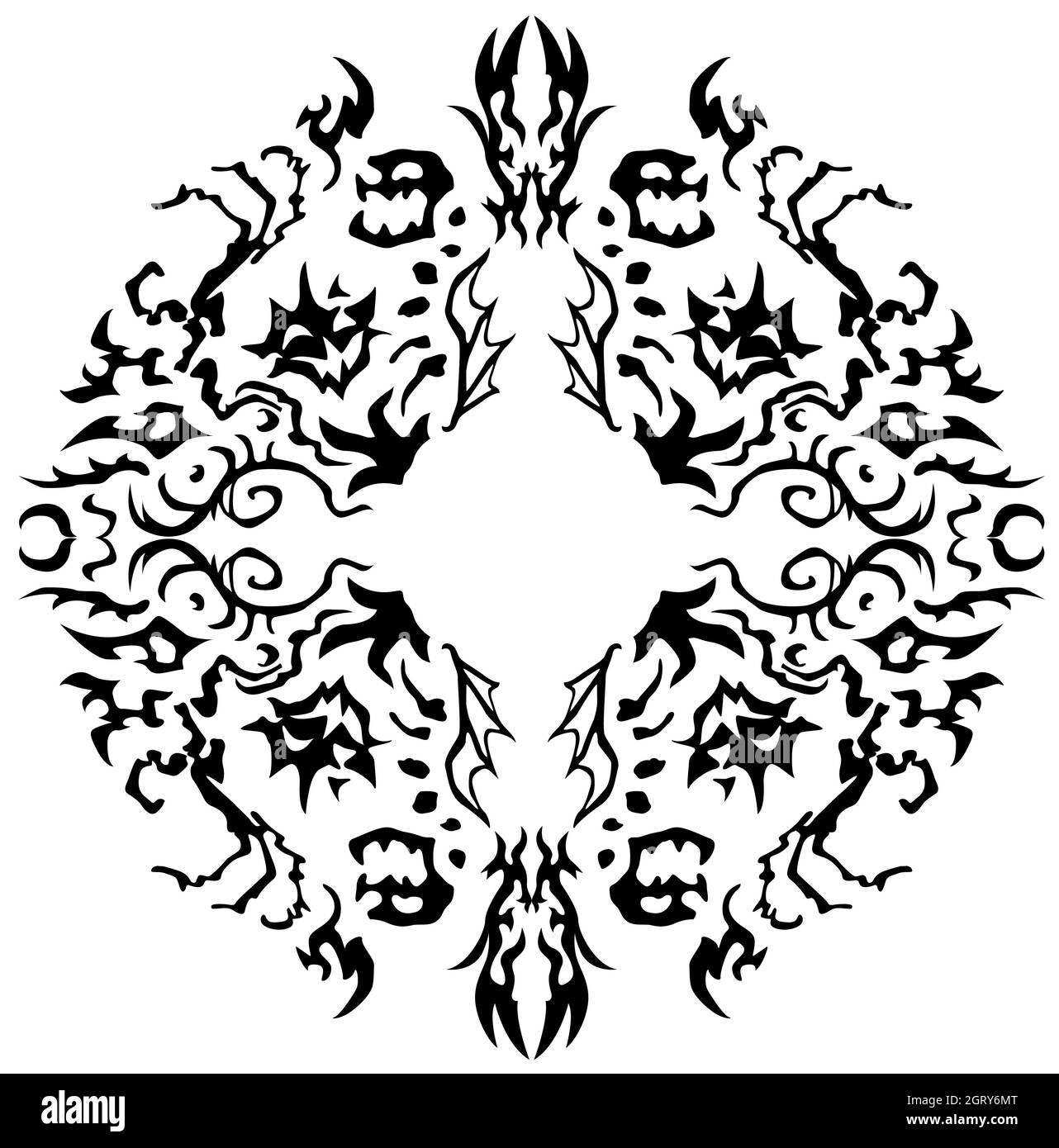 Frammenti di incubo decorativo nero elemento di disegno, illustrazione vettoriale, verticale, isolato Illustrazione Vettoriale