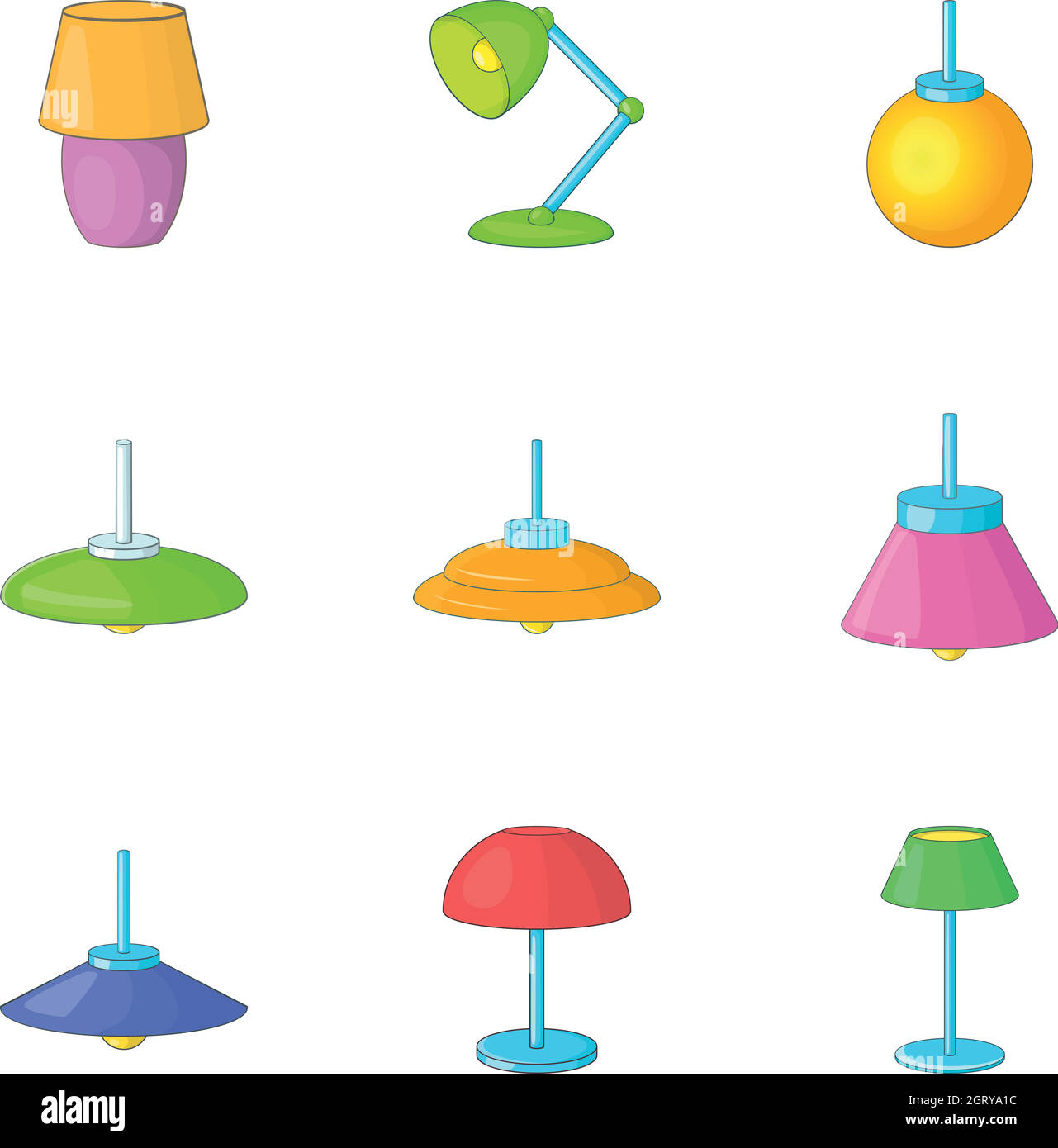 Set di icone delle luci elettriche da pavimento Illustrazione Vettoriale