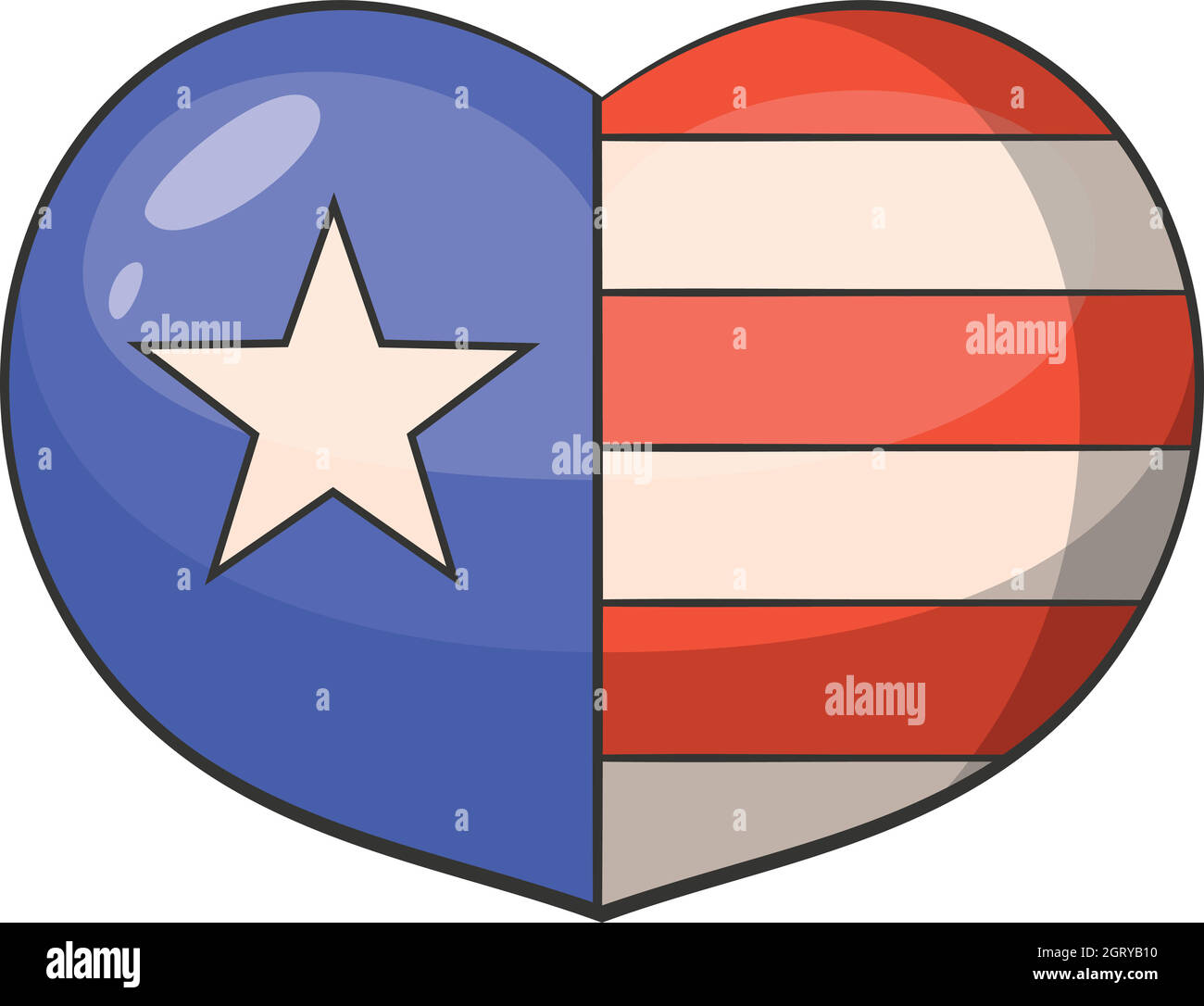 American Heart icona, stile cartoon Illustrazione Vettoriale