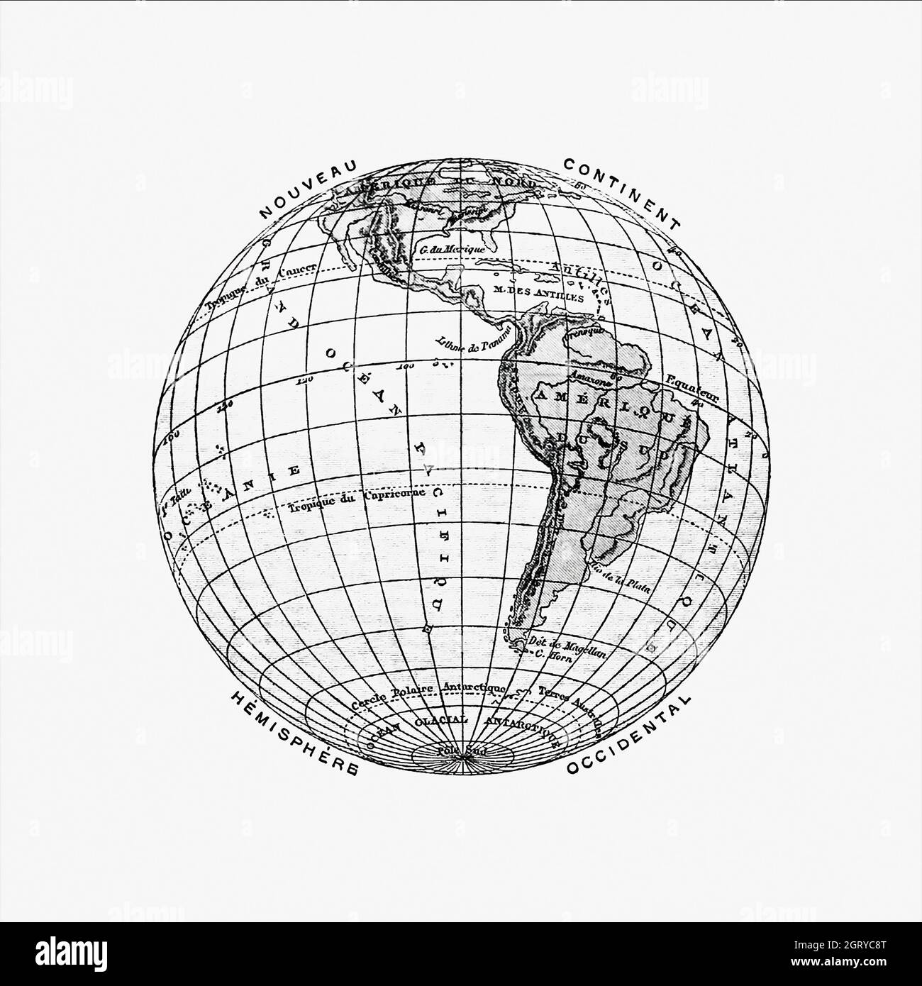 atlante del mondo dall'insegnamento pratico di Geografia. Atlante, carte geografiche, testi e questionari... Corso elementare (1878). Mappa del mondo. Foto Stock