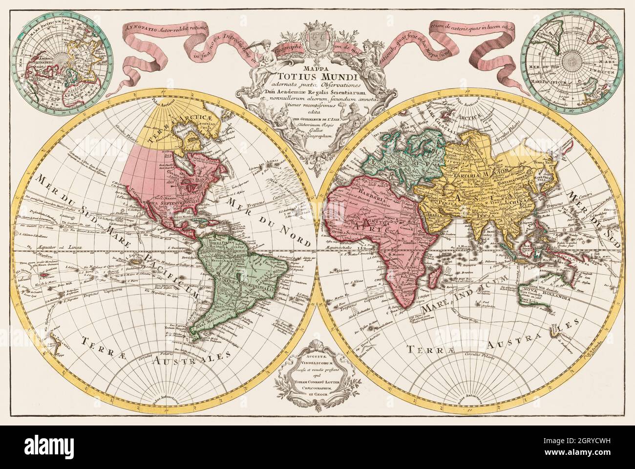Mappa totius mundi - Mappa del mondo (1775) Foto Stock