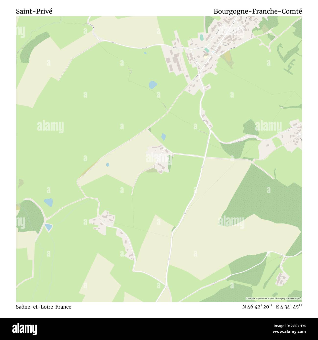 Saint-Privé, Saône-et-Loire, Francia, Bourgogne-Franche-Comté, N 46 42' 20'', e 4 34' 45''', mappa, Mappa senza tempo pubblicata nel 2021. Viaggiatori, esploratori e avventurieri come Florence Nightingale, David Livingstone, Ernest Shackleton, Lewis and Clark e Sherlock Holmes si sono affidati alle mappe per pianificare i viaggi verso gli angoli più remoti del mondo, Timeless Maps sta mappando la maggior parte delle località del mondo, mostrando il successo di grandi sogni Foto Stock