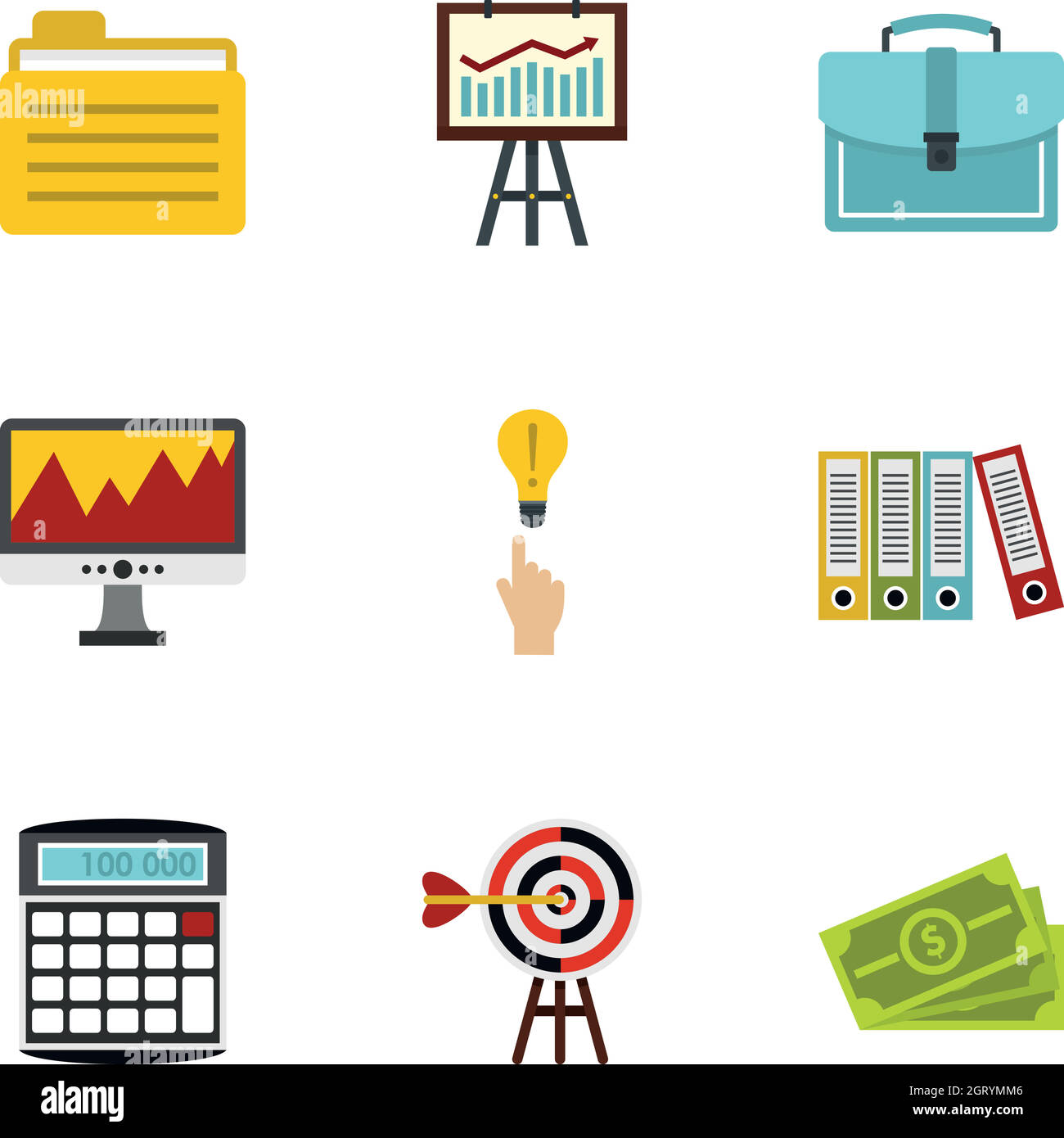 Business set di icone di stile di Piana Illustrazione Vettoriale