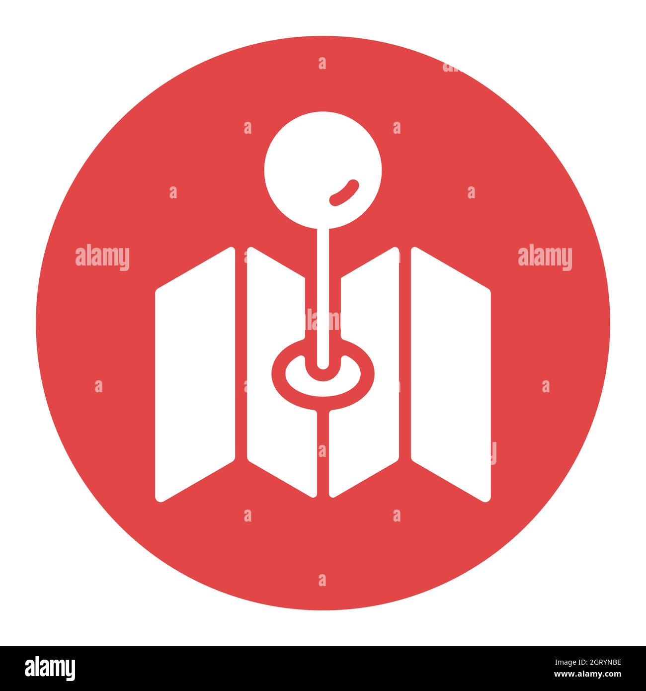 Mappa con puntina, geolocalizzazione, icona glifo bianco vettore puntatore Illustrazione Vettoriale