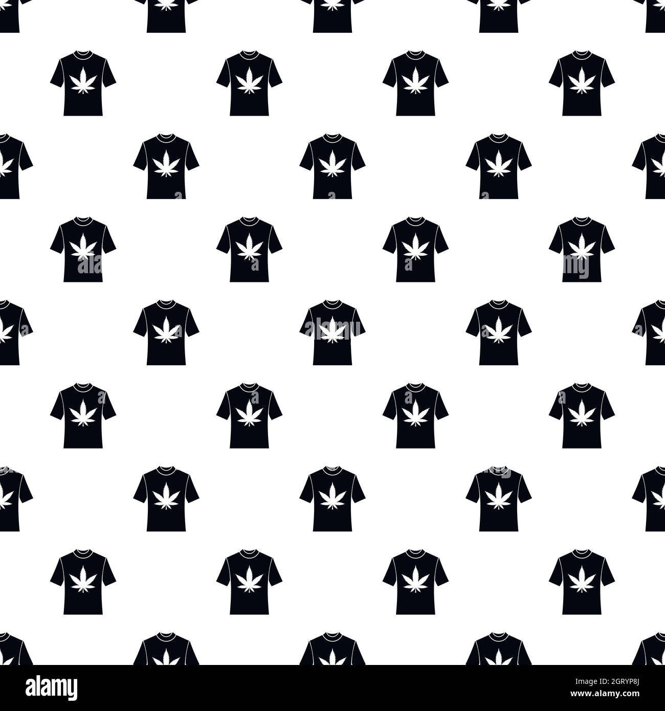Shirt con foglia di marijuana pattern, stile semplice Illustrazione Vettoriale