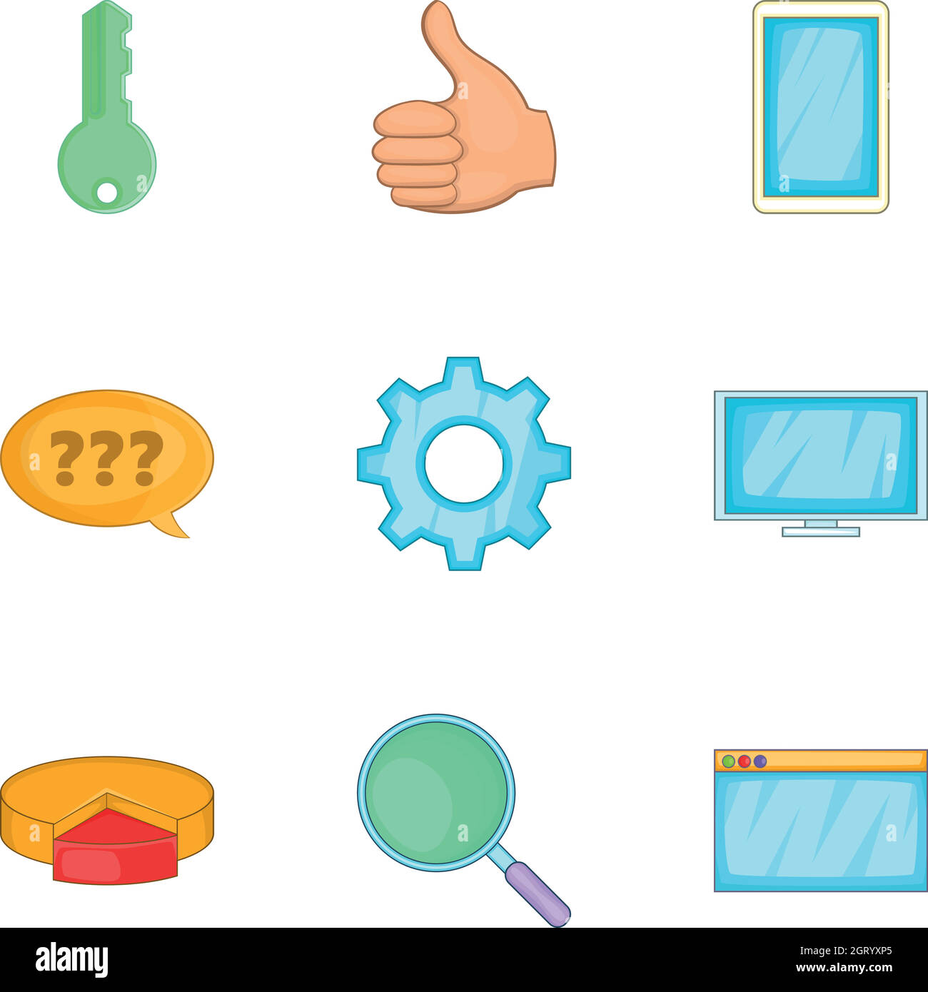 Piano di bussiness, icone di marketing set, stile cartoon Illustrazione Vettoriale