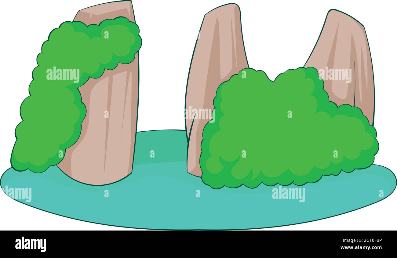 Le rocce in mare icona, stile cartoon Illustrazione Vettoriale