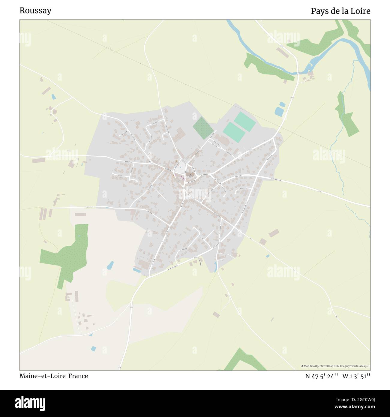 Roussay, Maine-et-Loire, Francia, Pays de la Loire, N 47 5' 24''', W 1 3' 51''', mappa, mappa senza tempo pubblicata nel 2021. Viaggiatori, esploratori e avventurieri come Florence Nightingale, David Livingstone, Ernest Shackleton, Lewis and Clark e Sherlock Holmes si sono affidati alle mappe per pianificare i viaggi verso gli angoli più remoti del mondo, Timeless Maps sta mappando la maggior parte delle località del mondo, mostrando il successo di grandi sogni Foto Stock