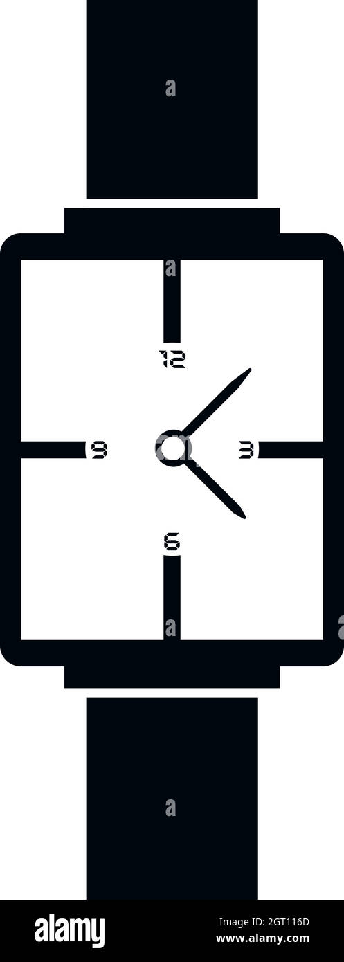 Icona orologio da polso quadrato, stile semplice Illustrazione Vettoriale
